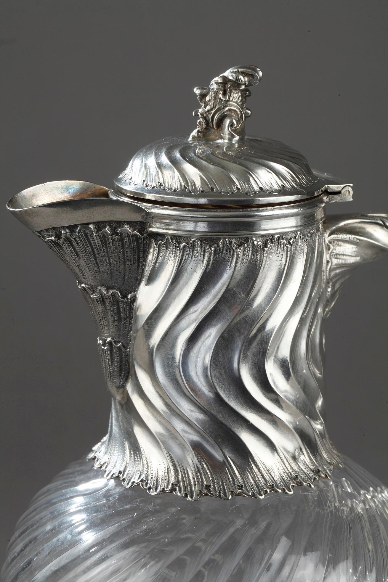 Suite of 4 Ewers in Silver and Crystal, 19th Century For Sale 2