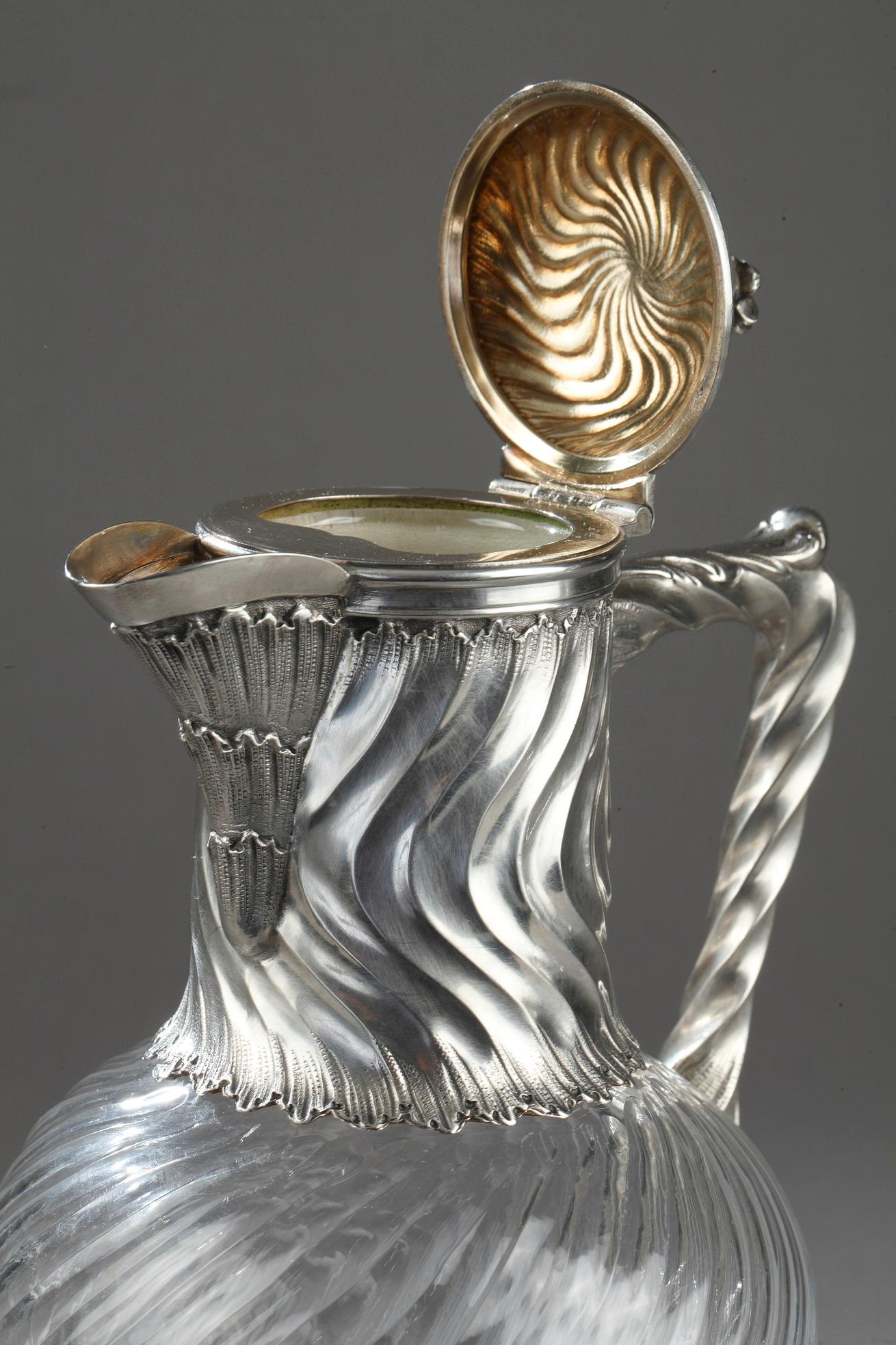 Suite of 4 Ewers in Silver and Crystal, 19th Century For Sale 3