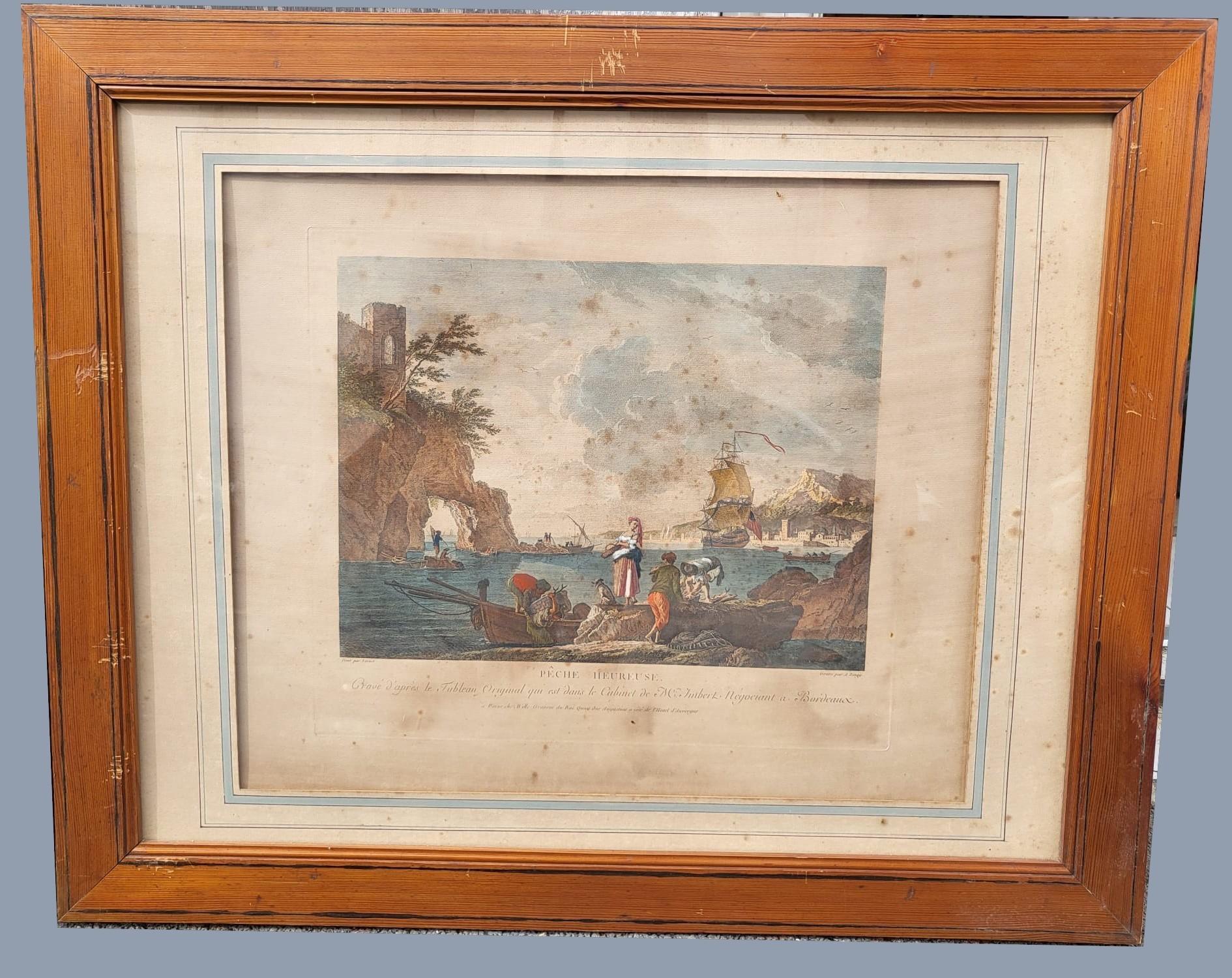 Suite Of 4 Framed Engravings, Fishing, XIXth Century For Sale 6