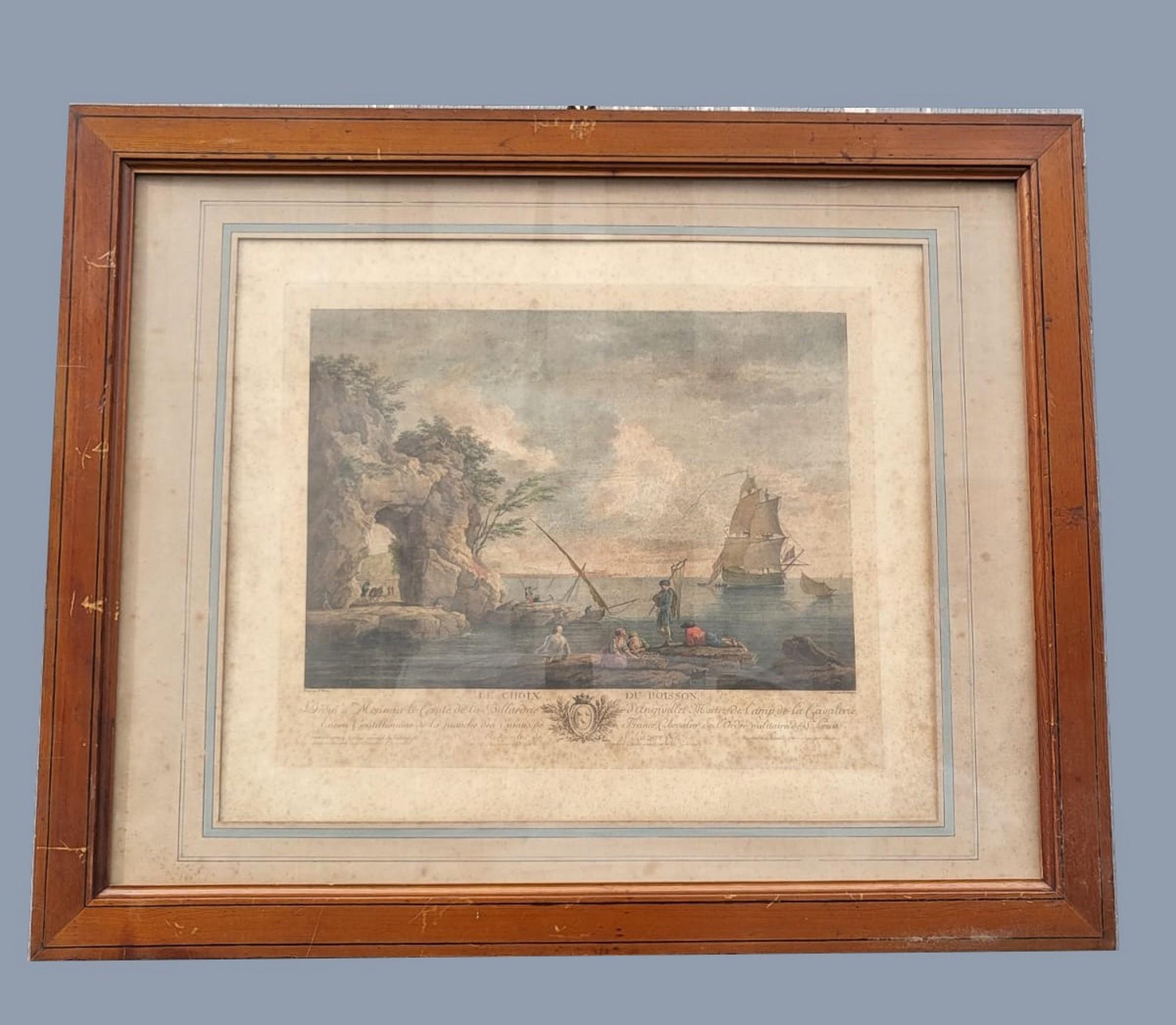 Suite Of 4 Framed Engravings, Fishing, XIXth Century In Good Condition For Sale In MARSEILLE, FR