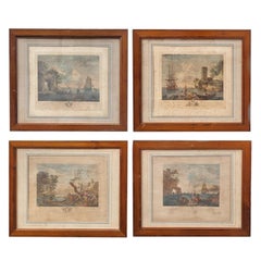 Suite di 4 incisioni incorniciate, Pesca, XIX secolo