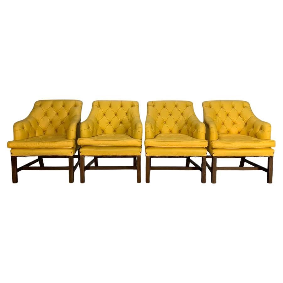 Suite of 4 George Smith "Georgian" Armchairs - In Yellow Leather