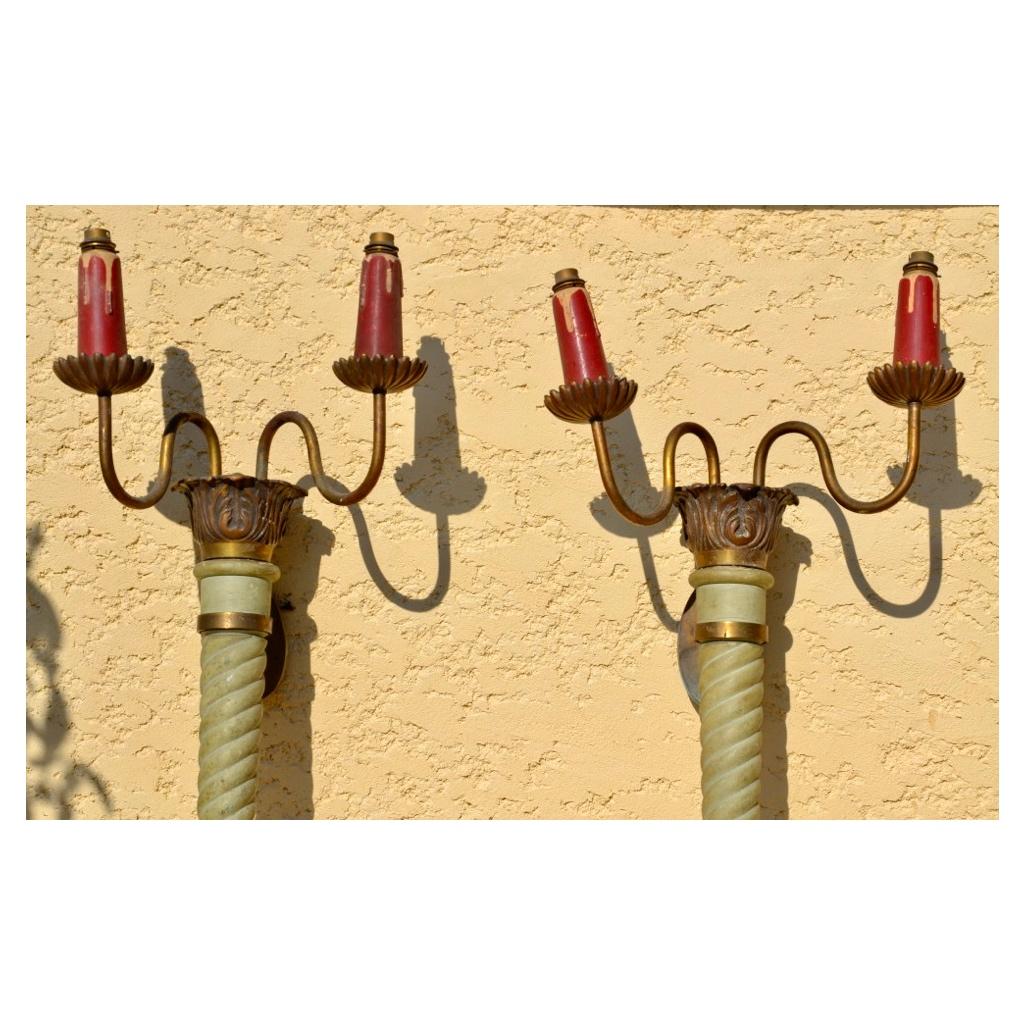 Suite de 4 grandes appliques / torchères, XXe siècle en vente 1