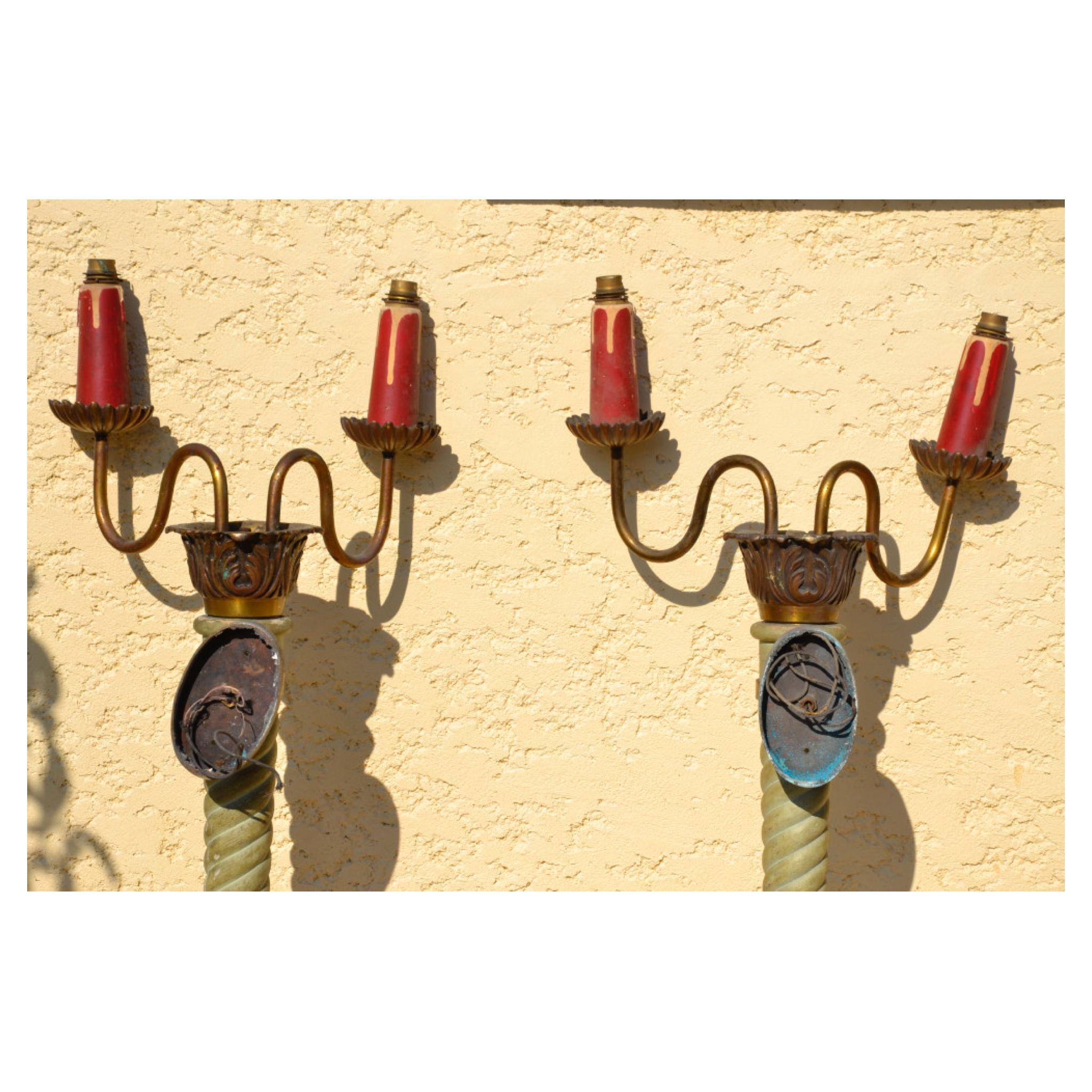 Suite de 4 grandes appliques / torchères, XXe siècle en vente 3