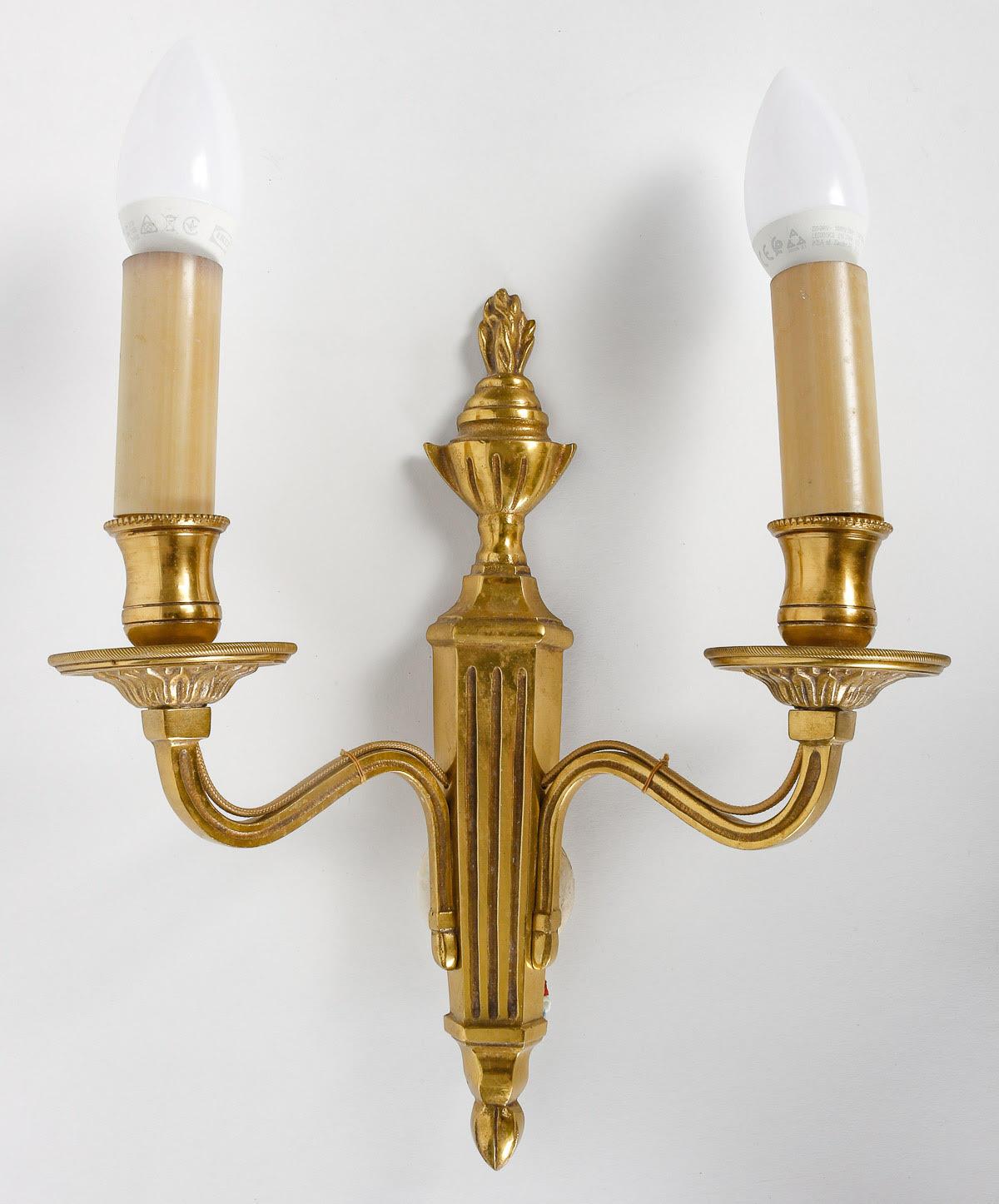 20th Century Suite of 4 Louis XV Style Bronze Sconces. For Sale