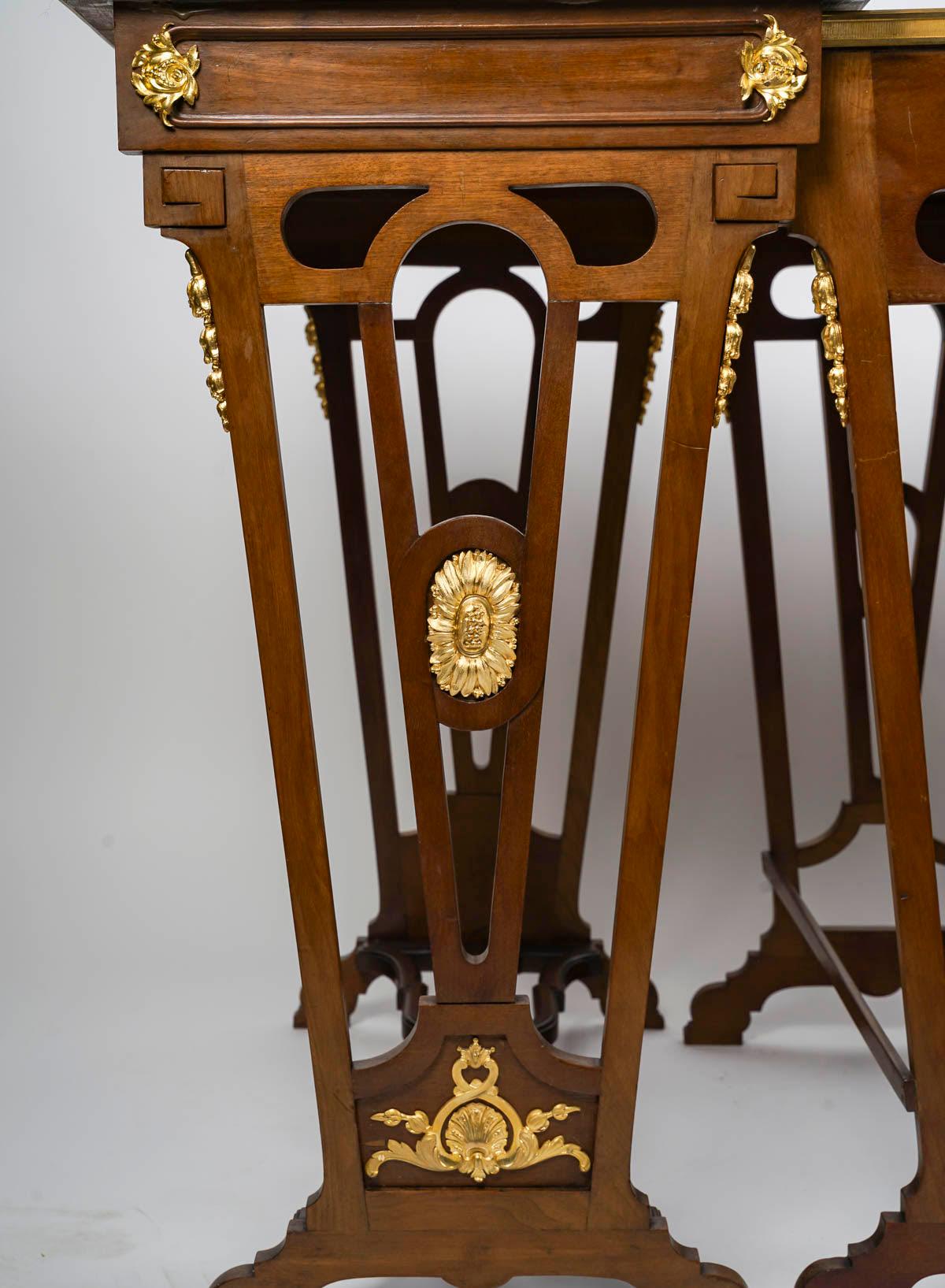Bronze Suite of 4 Nesting Tables, 19th Century, Napoleon III Period. For Sale