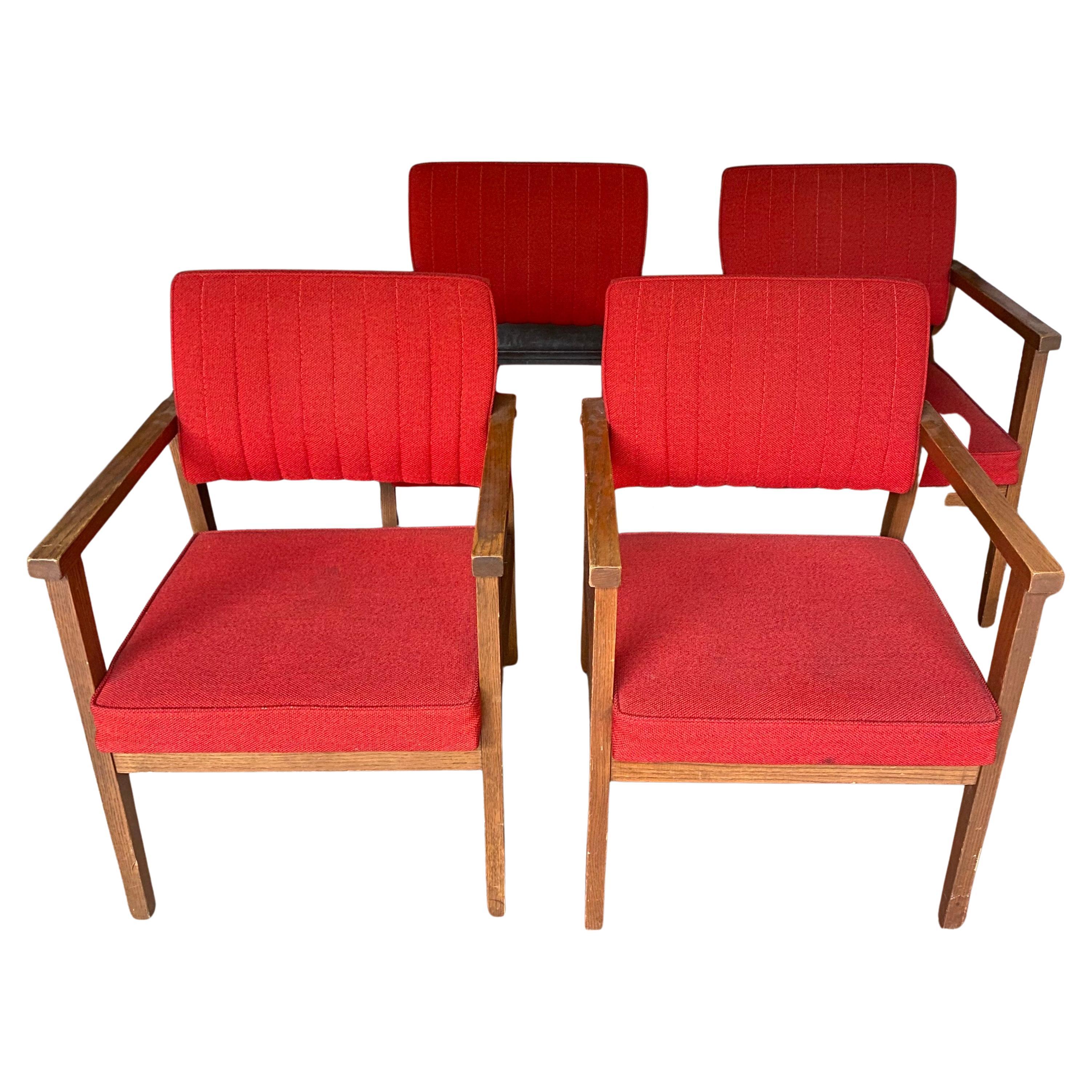 Suite of 4 Red Armchairs Rosewood / Red Jersey Canadian Atlas Furniture For Sale
