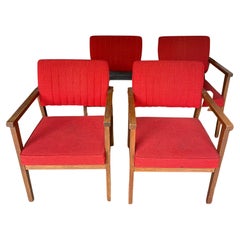 Used Suite of 4 Red Armchairs Rosewood / Red Jersey Canadian Atlas Furniture