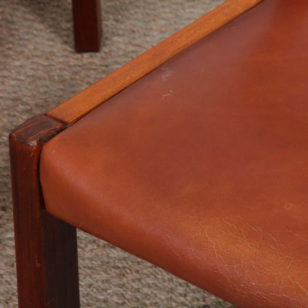 Suite of 4 solid elm chairs produced by Self, 1970s (Französisch) im Angebot