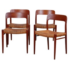 Suite of 4 teak chairs by Niels Otto Moller, model 75, 1960s