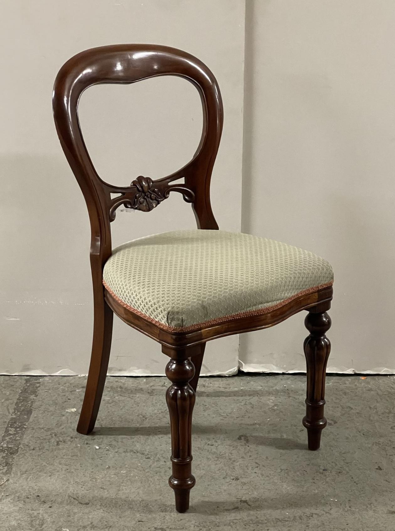 English Suite Of 4 Victorian Style Hardwood Balloon Back Dining Chairs
