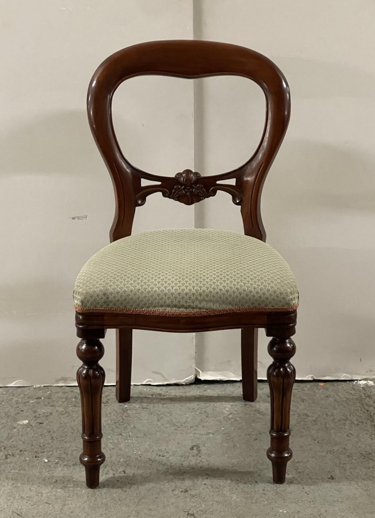 Hand-Crafted Suite Of 4 Victorian Style Hardwood Balloon Back Dining Chairs