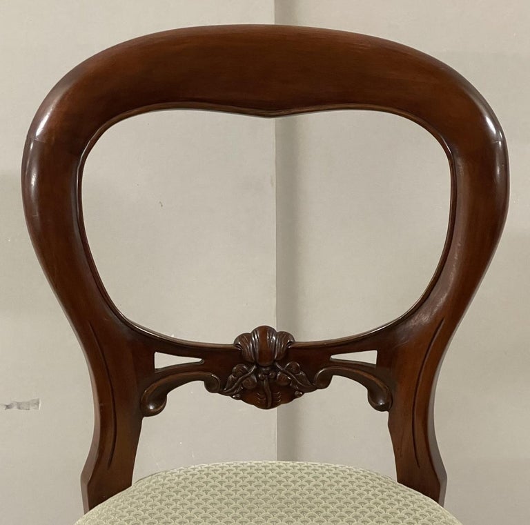 Suite Of 4 Victorian Style Hardwood Balloon Back Dining Chairs For Sale