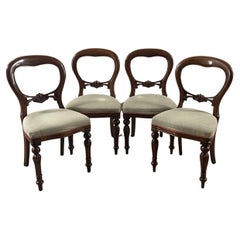 Suite Of 4 Victorian Style Hardwood Balloon Back Dining Chairs