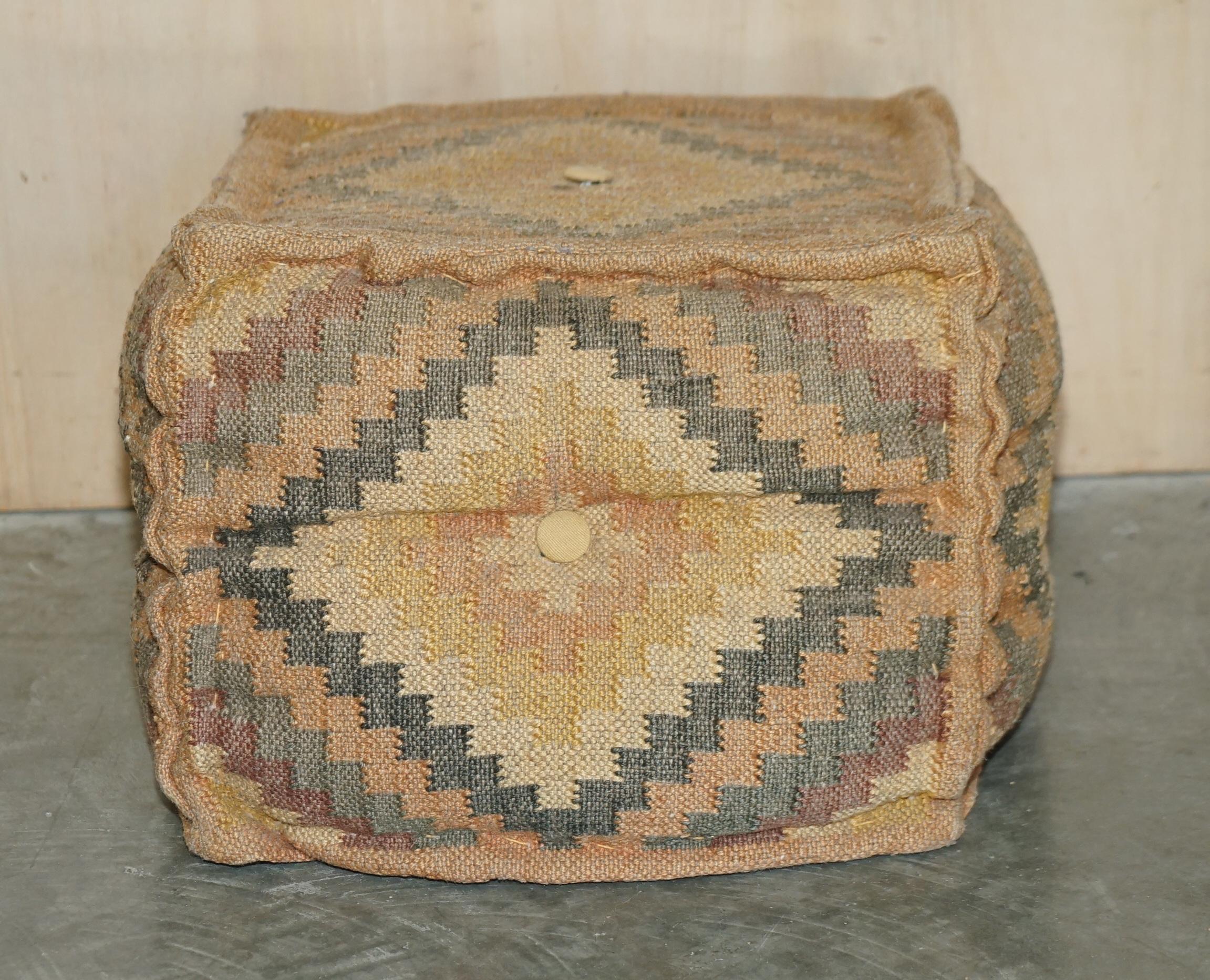 Suite of 4 Vintage circa 1960's George Smith Style Kilim Footstool Cube Stools For Sale 4