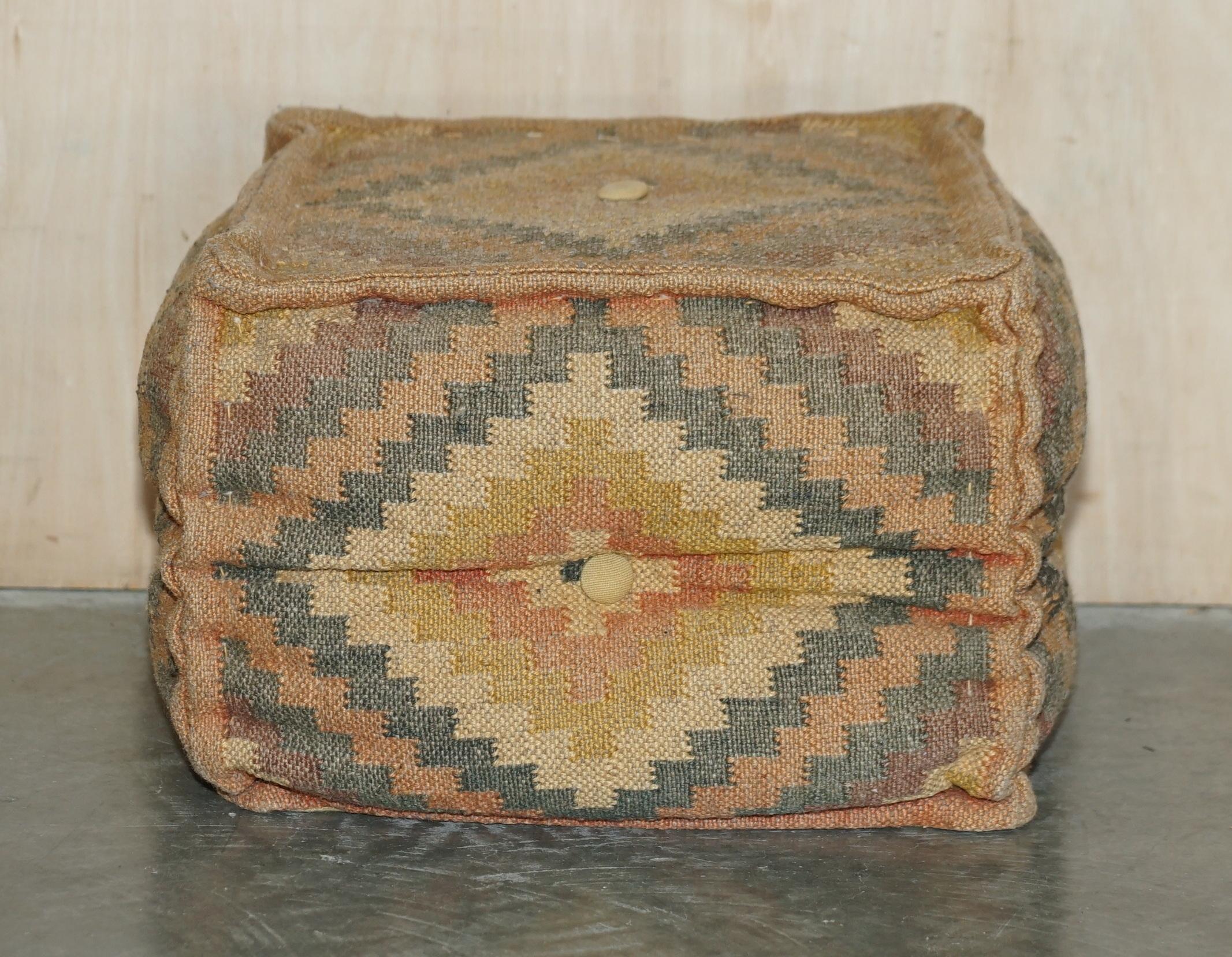 Suite of 4 Vintage circa 1960's George Smith Style Kilim Footstool Cube Stools For Sale 7