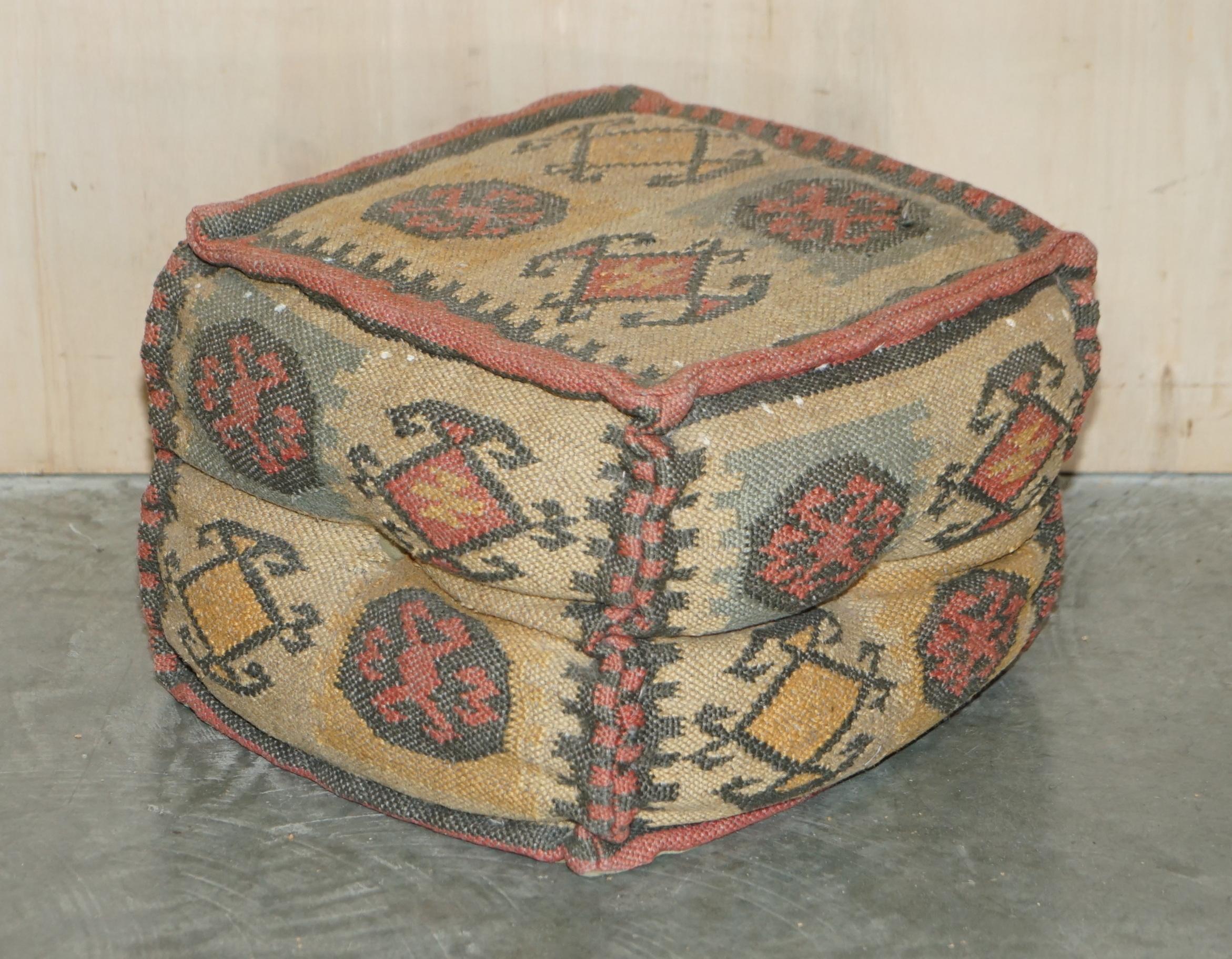 We are delighted to offer for sale this lovely suite of four original circa 1960's Kilim upholstered footstools 

A very good looking well made and decorative suite, they are vintage, George Smith make a lot of cool kilim furniture, its one of