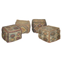Suite of 4 Used circa 1960's George Smith Style Kilim Footstool Cube Stools