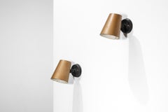 Pareja de Apliques Años 60 Metal Lacado Oro Arena