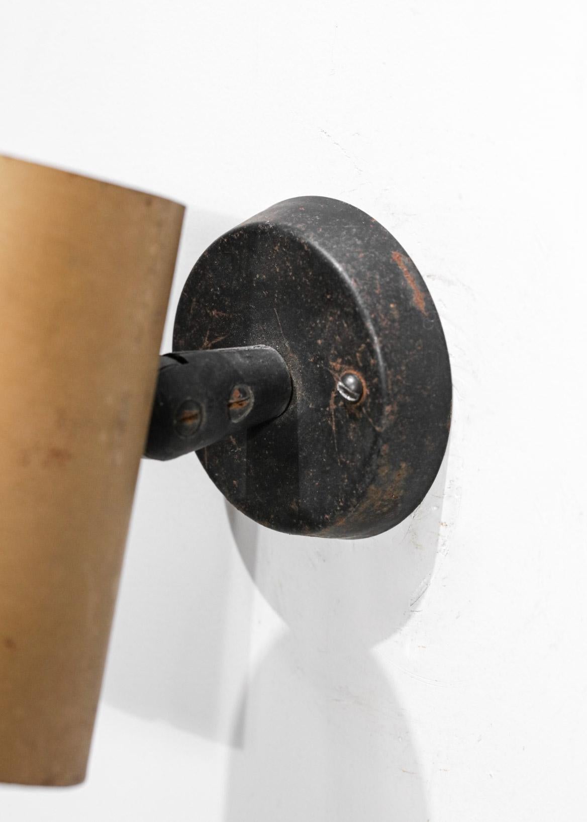 Pair of wall Lamps 60's Lacquered Metal Sand Gold For Sale 3
