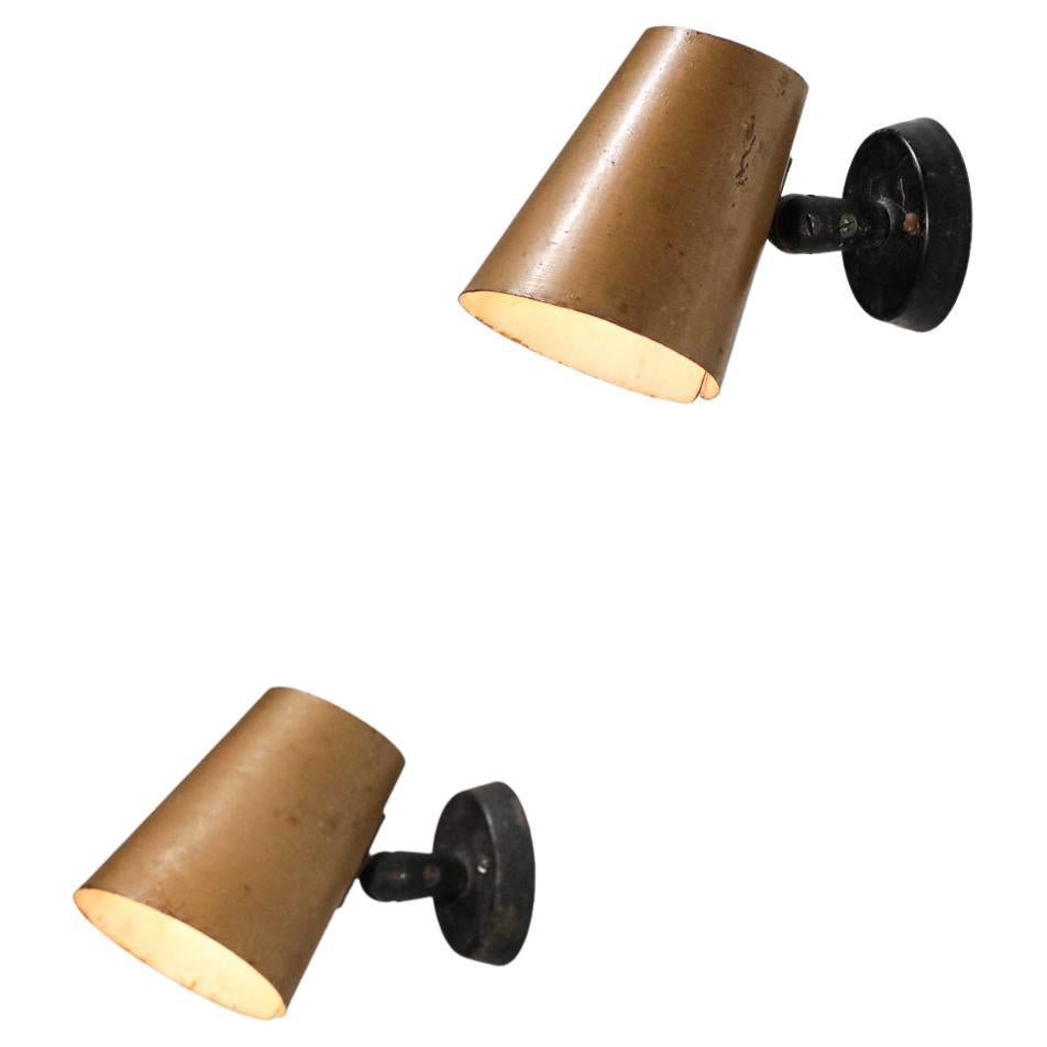 Suite of 4 Wall Lamps 60's Lacquered Metal Sand Gold