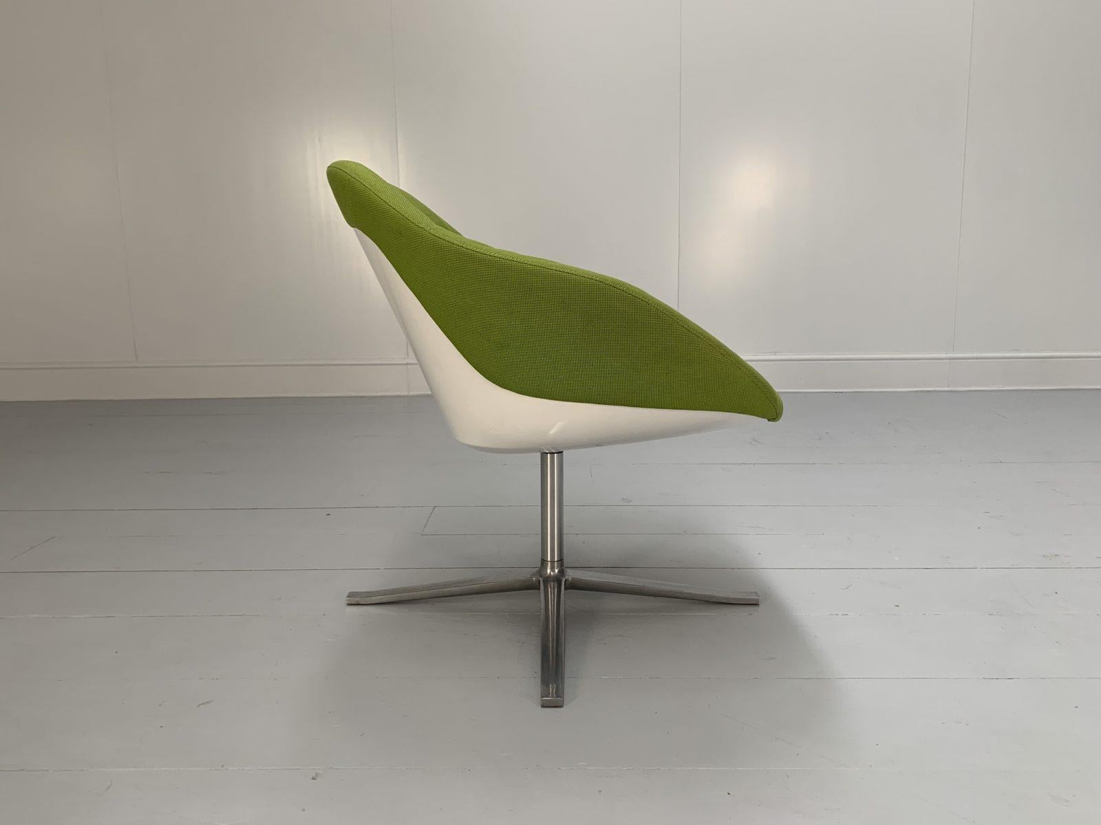 Suite of 4 Walter Knoll “Turtle” Armchairs – in Lime Green Fabric For Sale 5