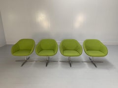 Suite of 4 Walter Knoll “Turtle” Armchairs – in Lime Green Fabric