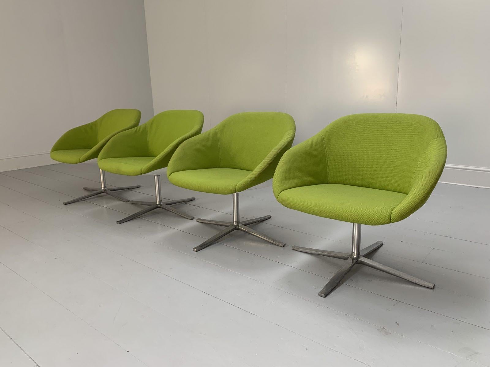 Suite de 4 fauteuils Turtle de Walter Knoll - en tissu vert lime Bon état - En vente à Barrowford, GB