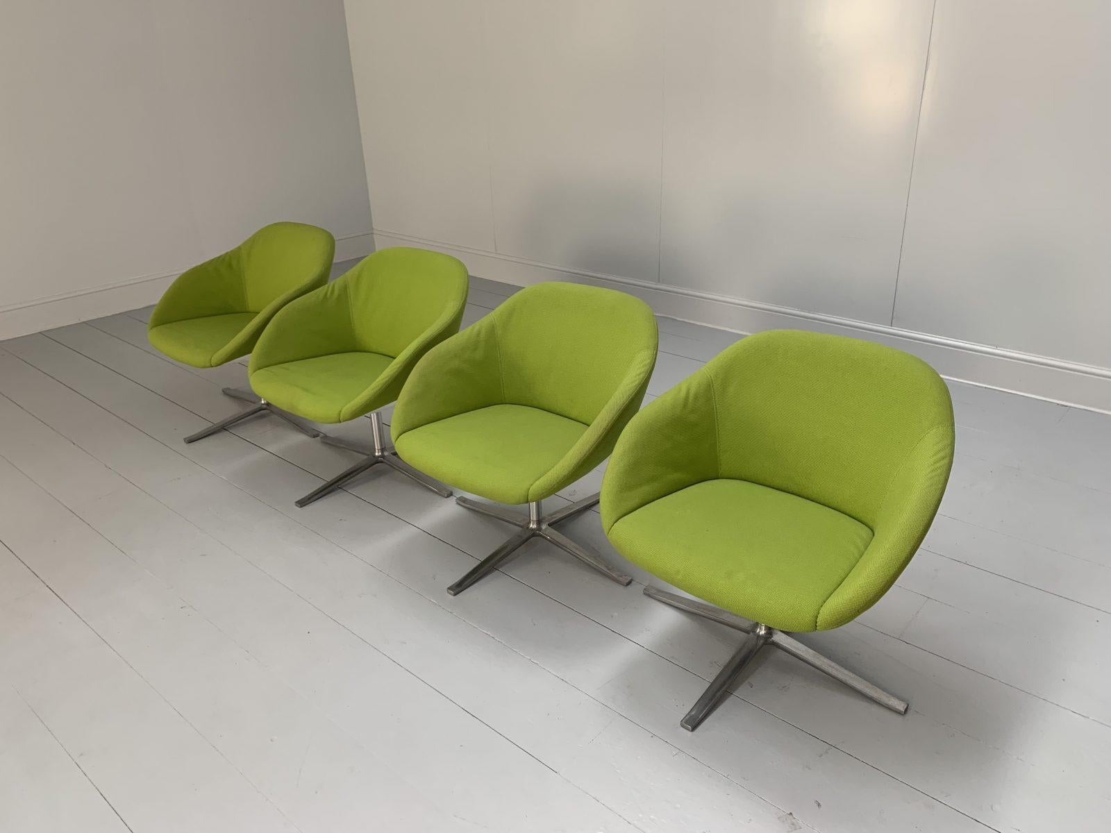 Suite of 4 Walter Knoll “Turtle” Armchairs – in Lime Green Fabric In Good Condition For Sale In Barrowford, GB