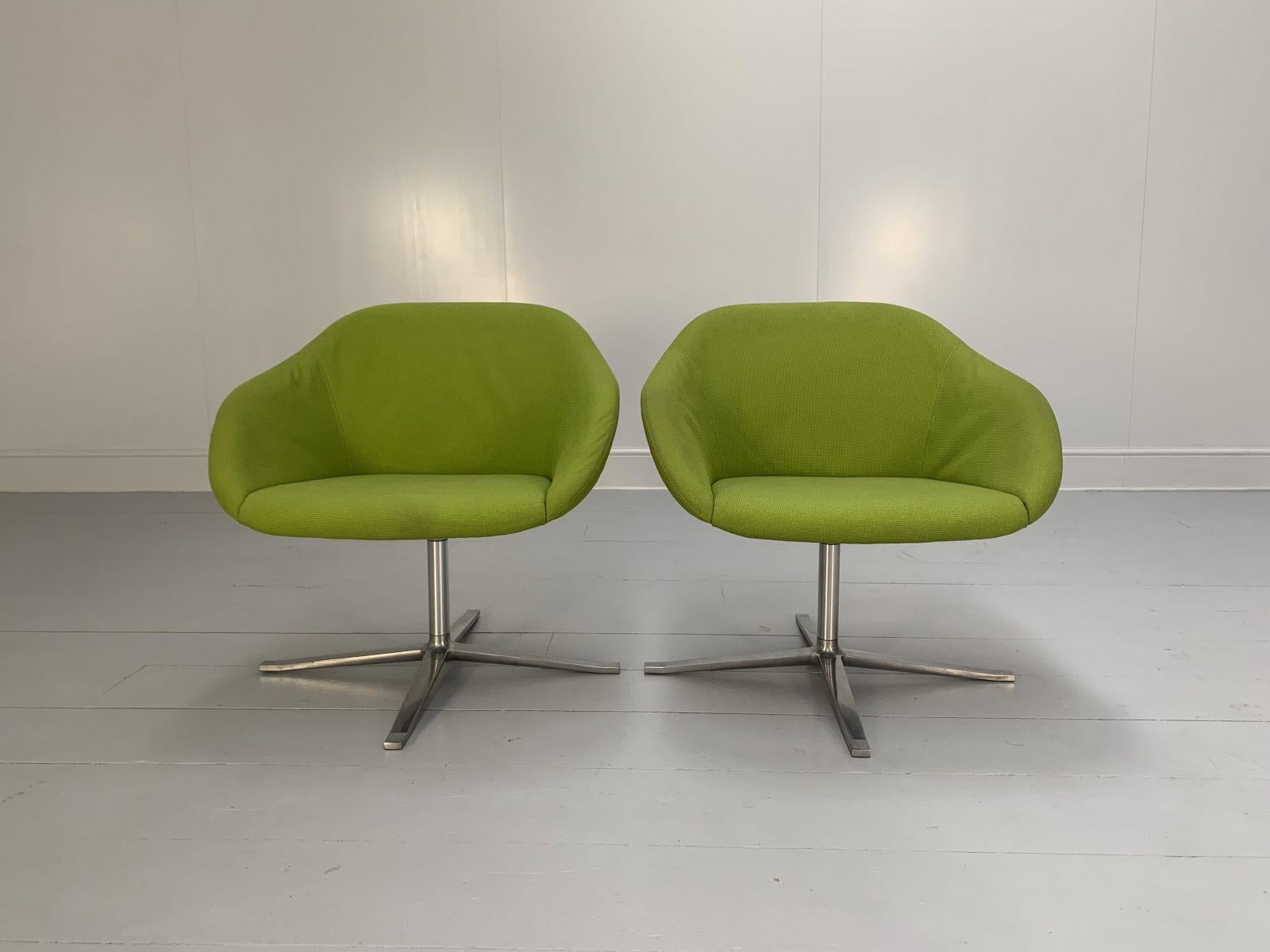 Contemporary Suite of 4 Walter Knoll “Turtle” Armchairs – in Lime Green Fabric For Sale