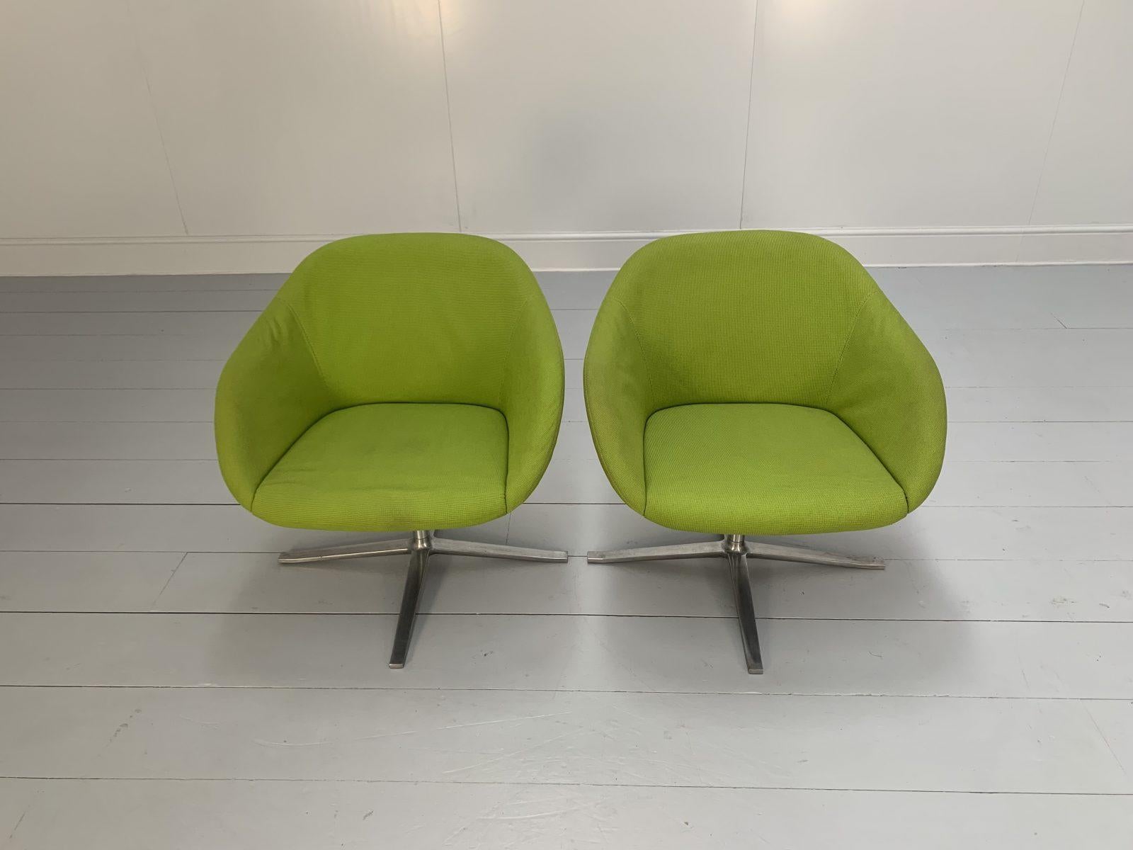 Suite of 4 Walter Knoll “Turtle” Armchairs – in Lime Green Fabric For Sale 1
