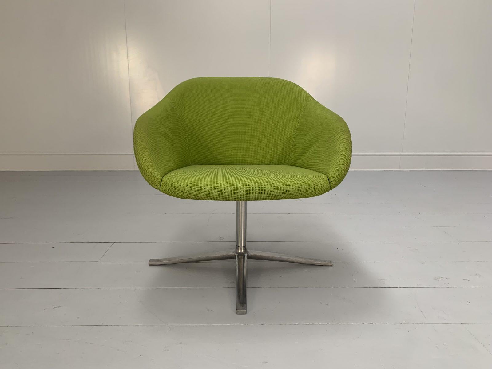 Suite of 4 Walter Knoll “Turtle” Armchairs – in Lime Green Fabric For Sale 2