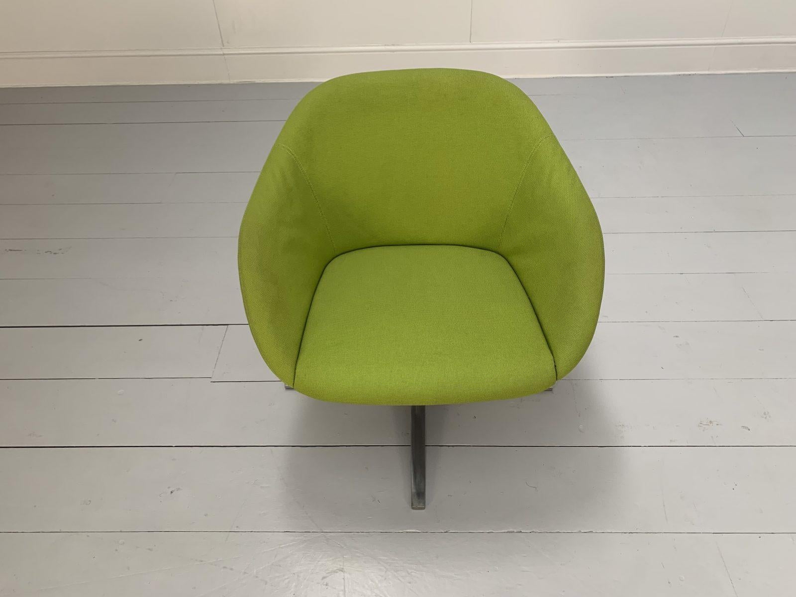 Suite of 4 Walter Knoll “Turtle” Armchairs – in Lime Green Fabric For Sale 3