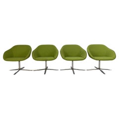 Suite of 4 Walter Knoll “Turtle” Armchairs – in Lime Green Fabric