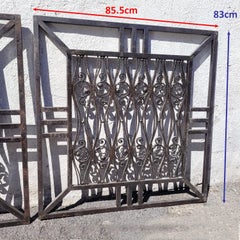Suite Of 4 Wrought Iron Grills, Attributed To Edouard Schenck, Art Deco, 20th Ce