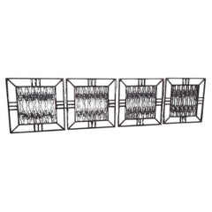 Suite Of 4 Wrought Iron Grills, Attributed To Edouard Schenck, Art Deco, 20th Ce
