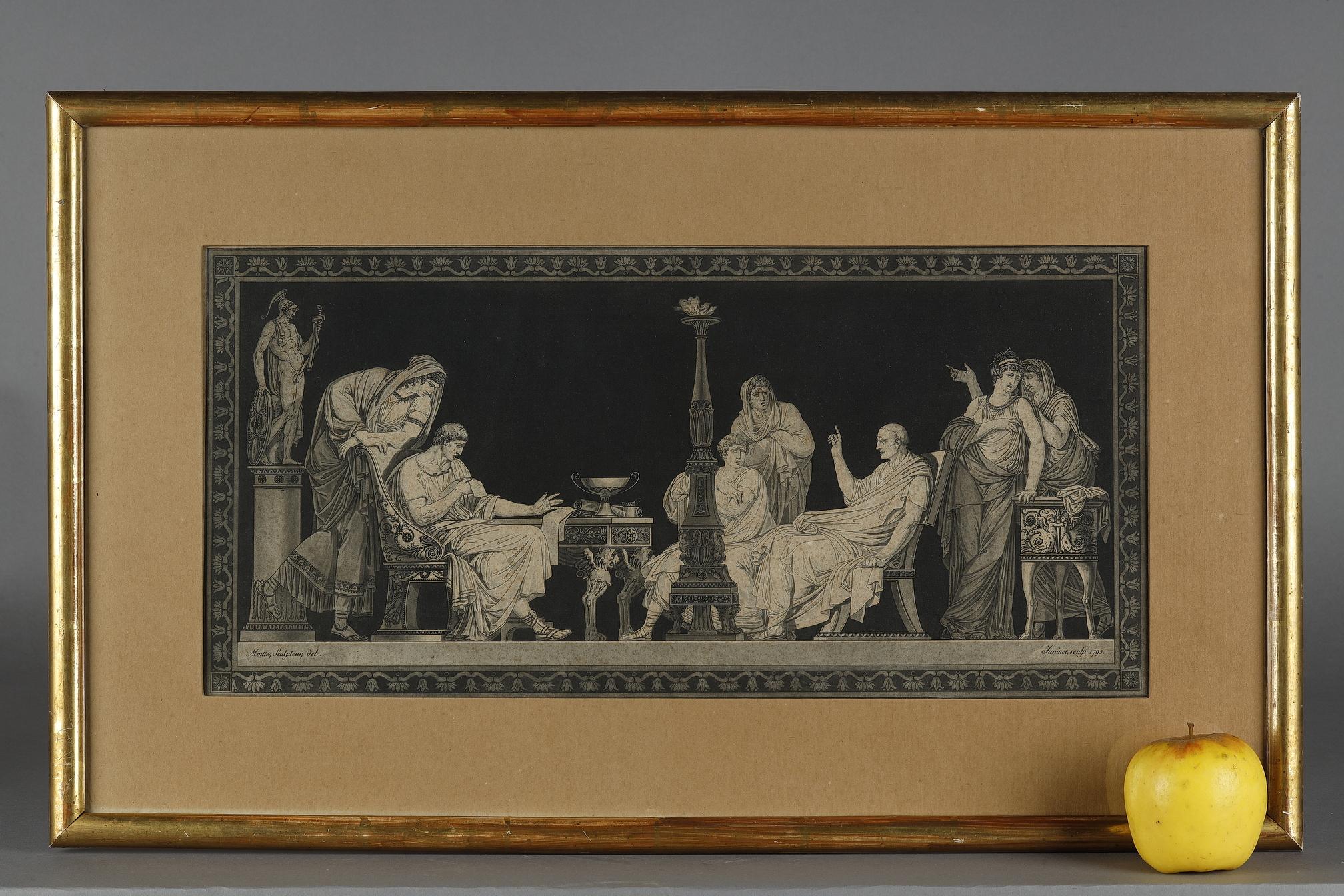 Suite de 5 gravures de scènes anciennes d'après Moitte de Janinet Bon état - En vente à Paris, FR
