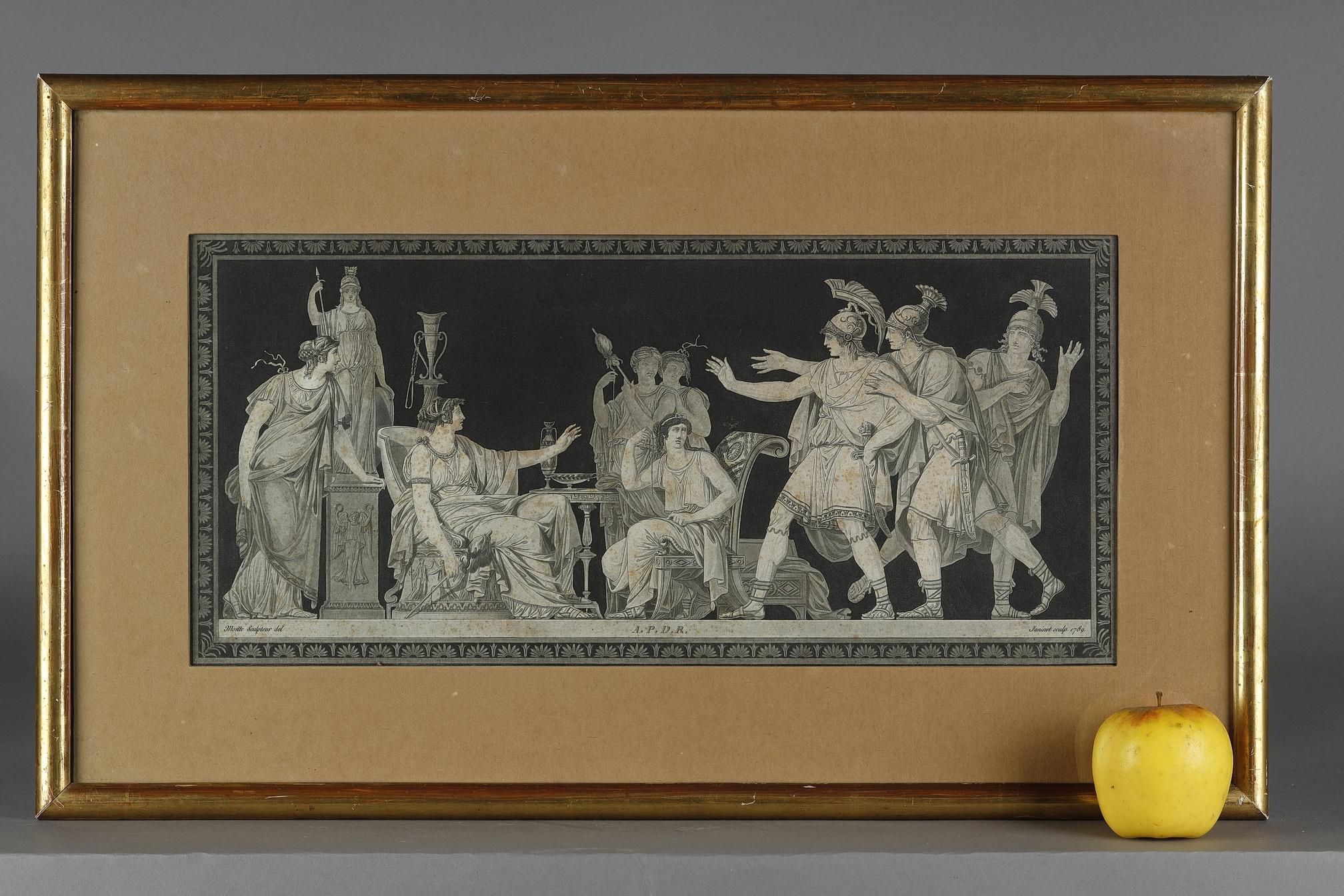Fin du XVIIIe siècle Suite de 5 gravures de scènes anciennes d'après Moitte de Janinet en vente