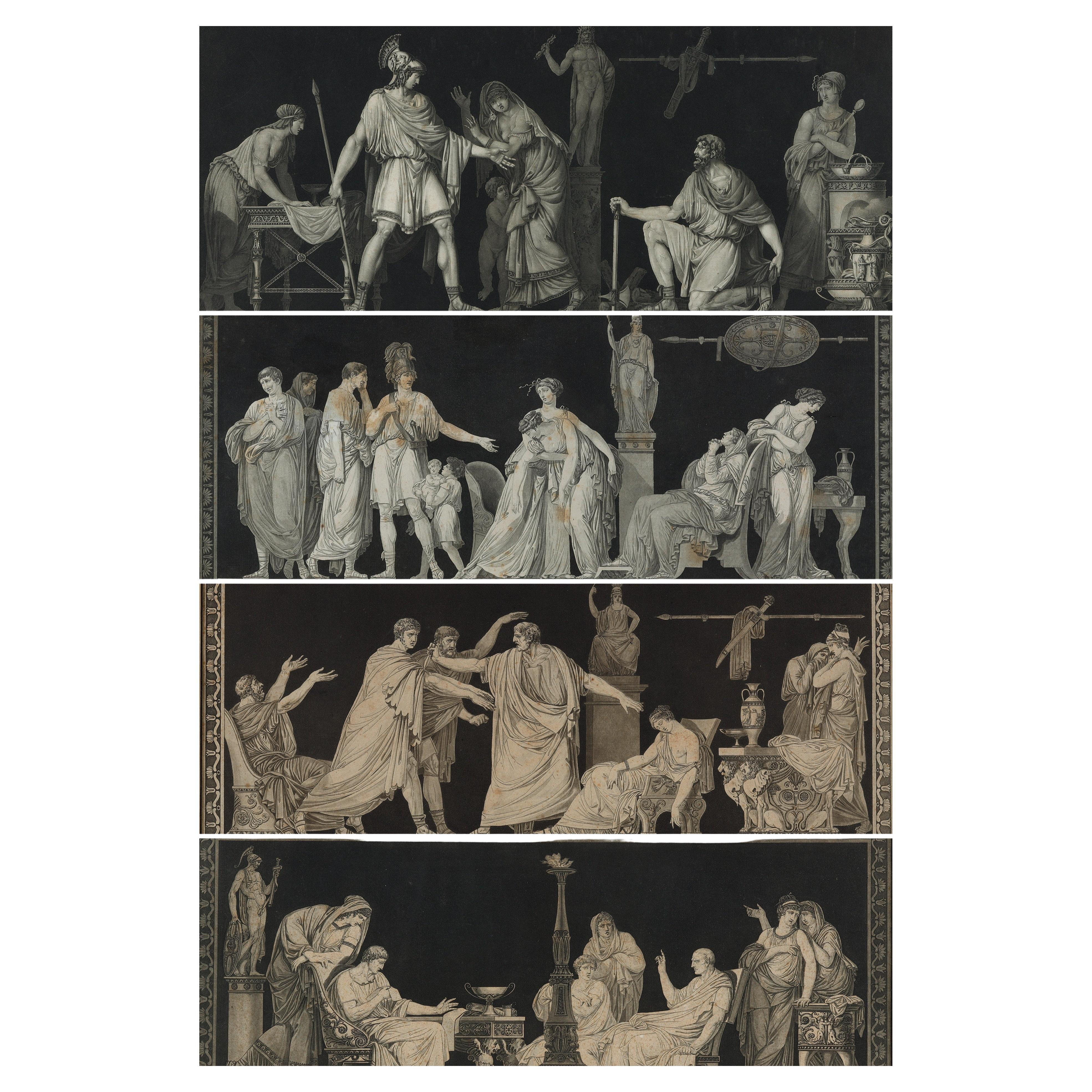 Suite of 5 engravings of Antique scenes after Moitte by Janinet