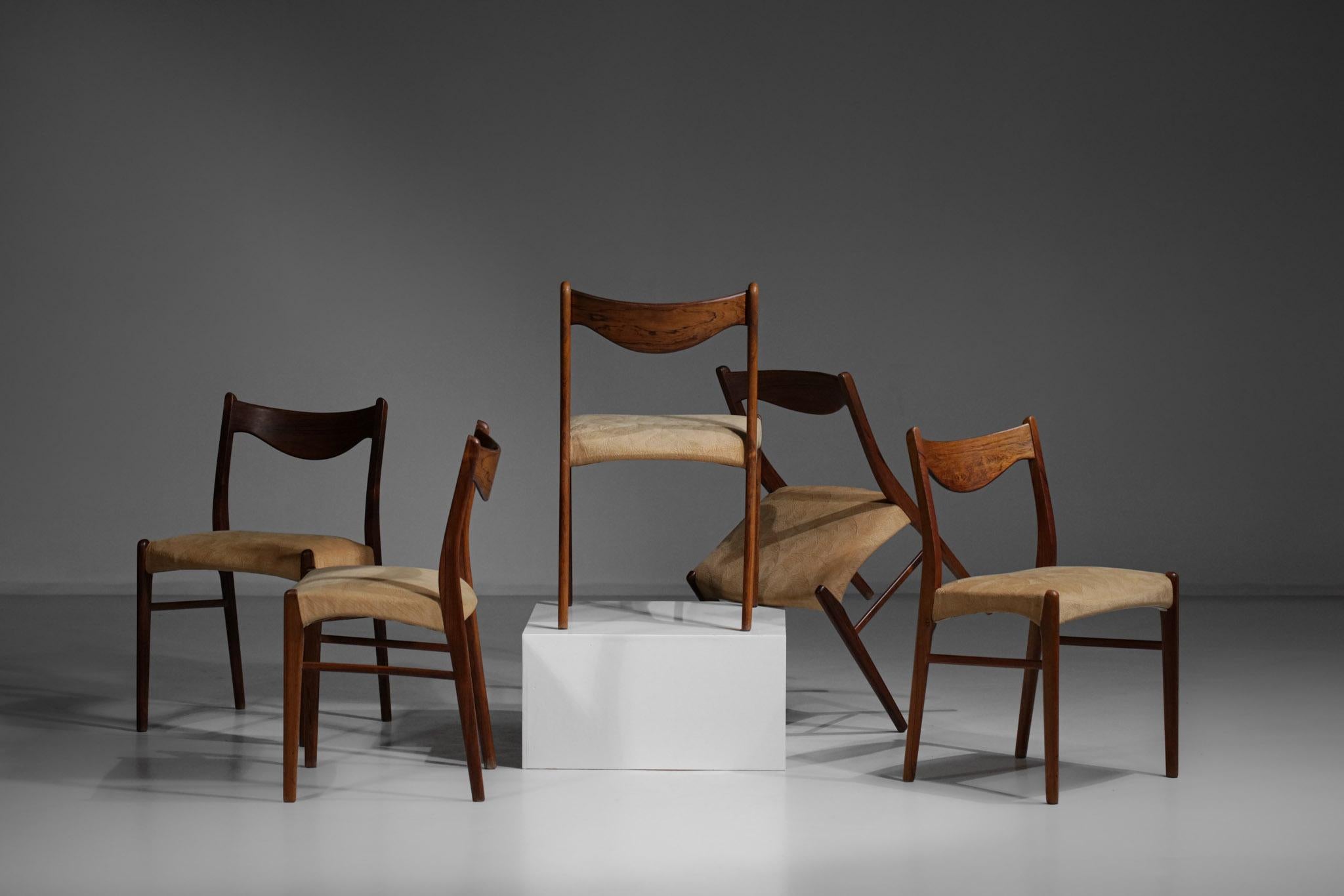 Suite of 5 Scandinavian Rosewood Danish Chairs, E407 4