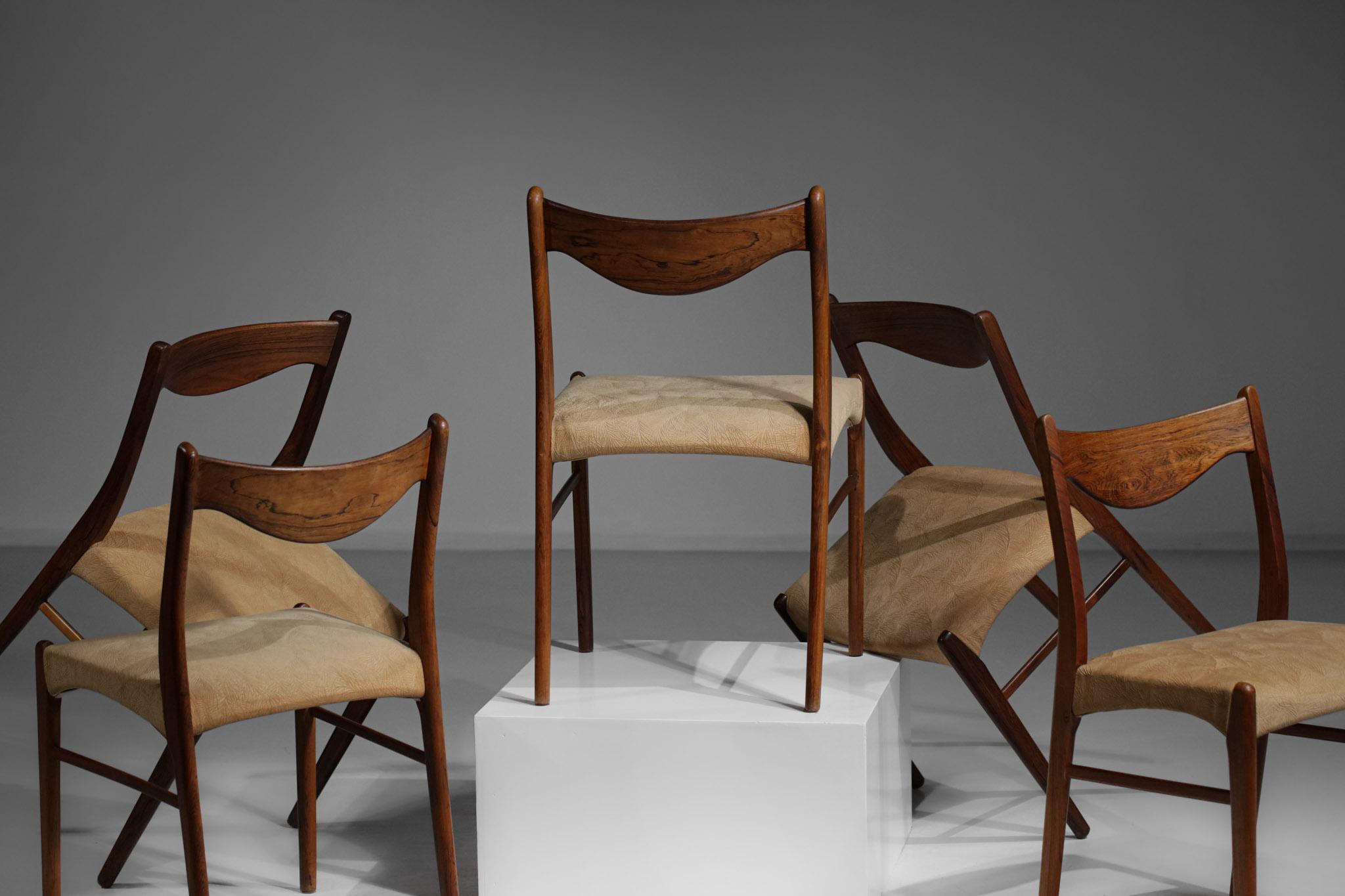 Suite of 5 Scandinavian Rosewood Danish Chairs, E407 9