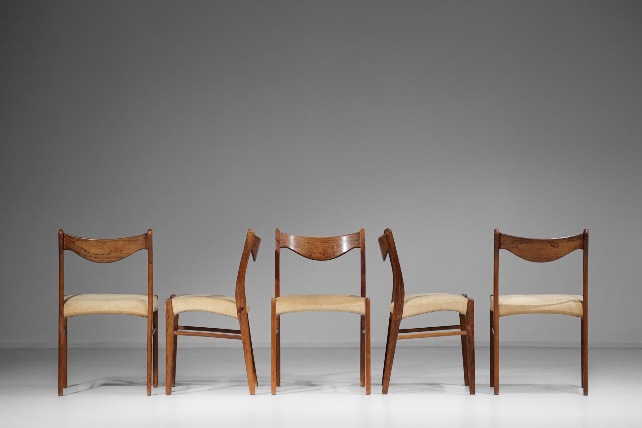 Mid-20th Century Suite of 5 Scandinavian Rosewood Danish Chairs, E407