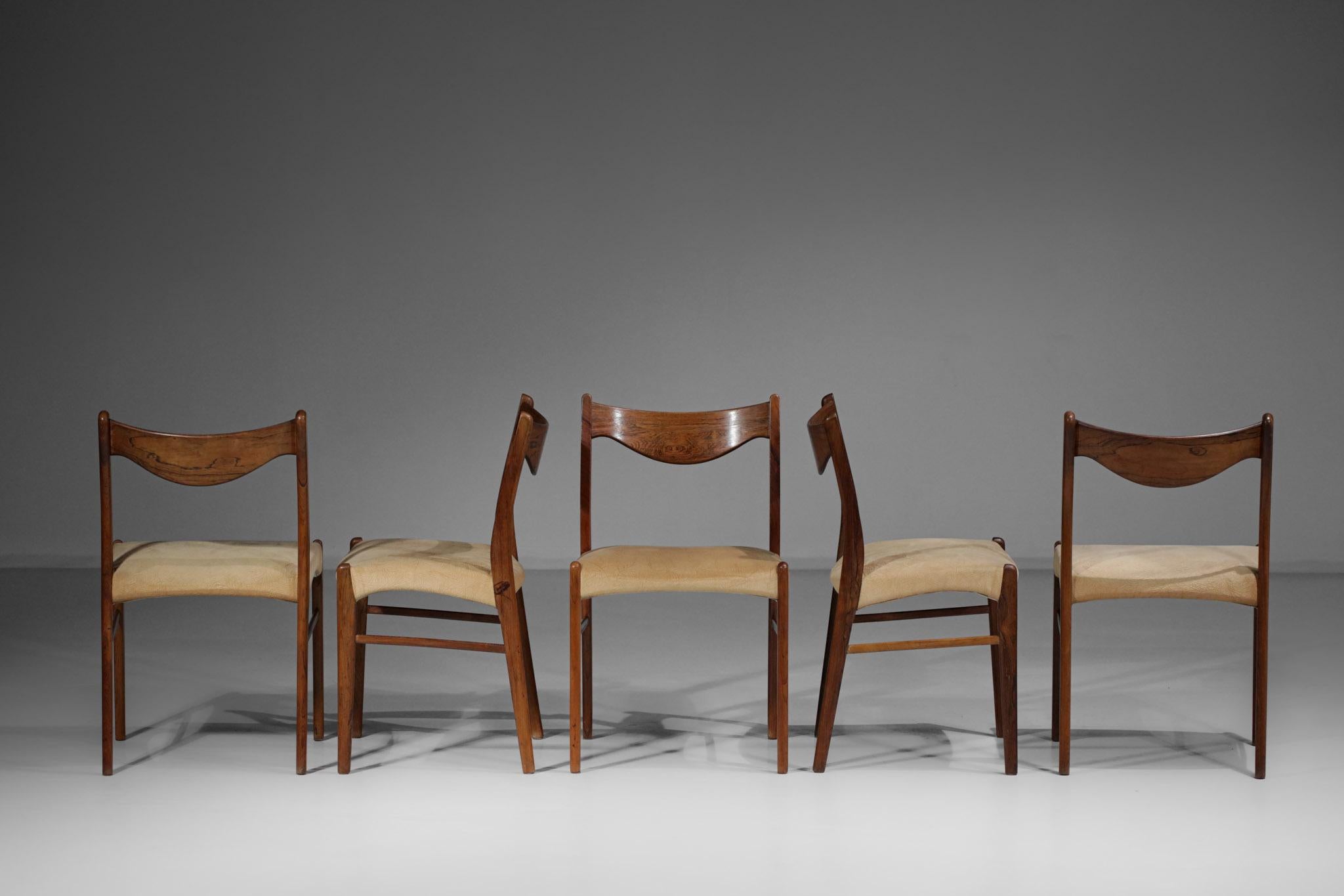 Velvet Suite of 5 Scandinavian Rosewood Danish Chairs, E407