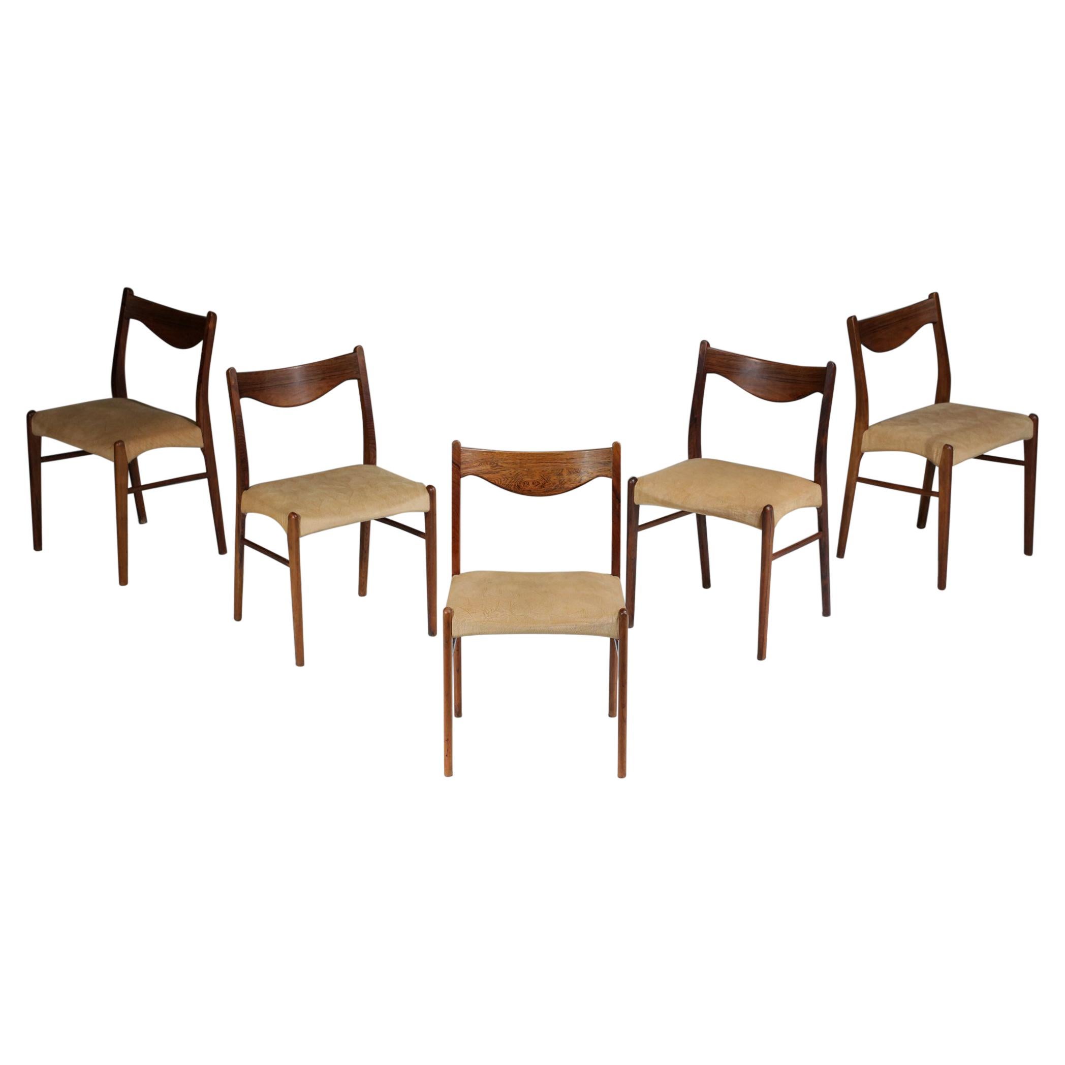 Suite of 5 Scandinavian Rosewood Danish Chairs, E407
