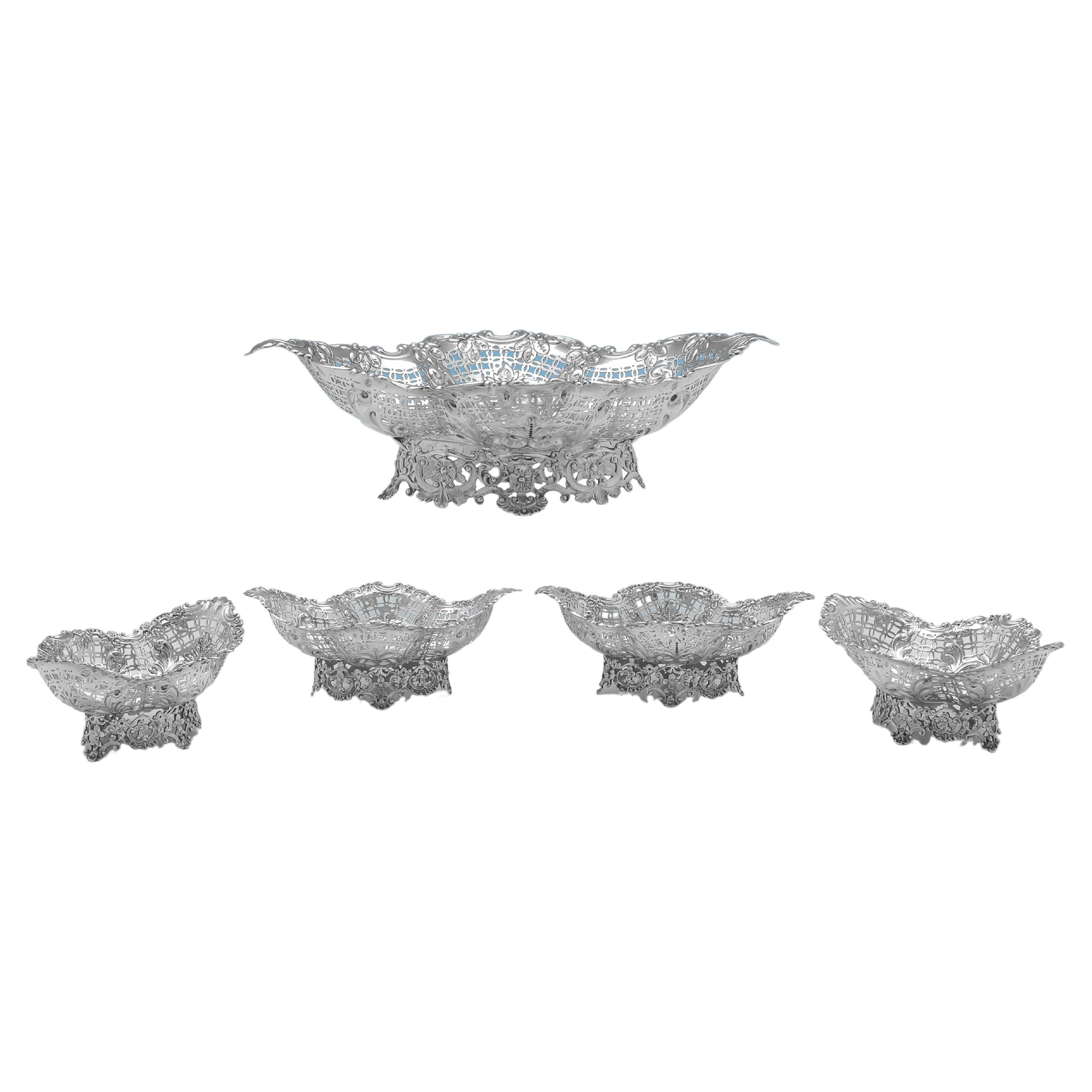 Suite von 5 viktorianischen Silberschalen aus Silber, hergestellt von James Dixon & Sons Sheffield 1896