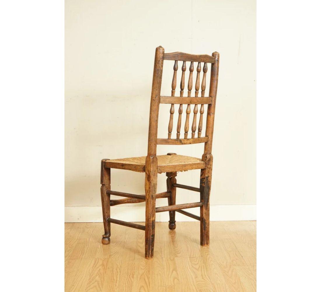 Suite of 6 Back Dutch Elm Rush Seat Dining Chairs, Circa 1860's 5