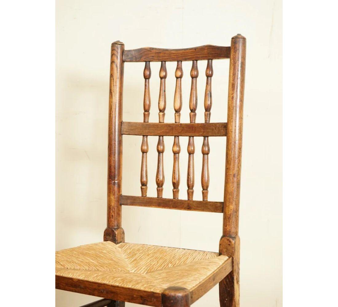 Suite of 6 Back Dutch Elm Rush Seat Dining Chairs, Circa 1860's 1