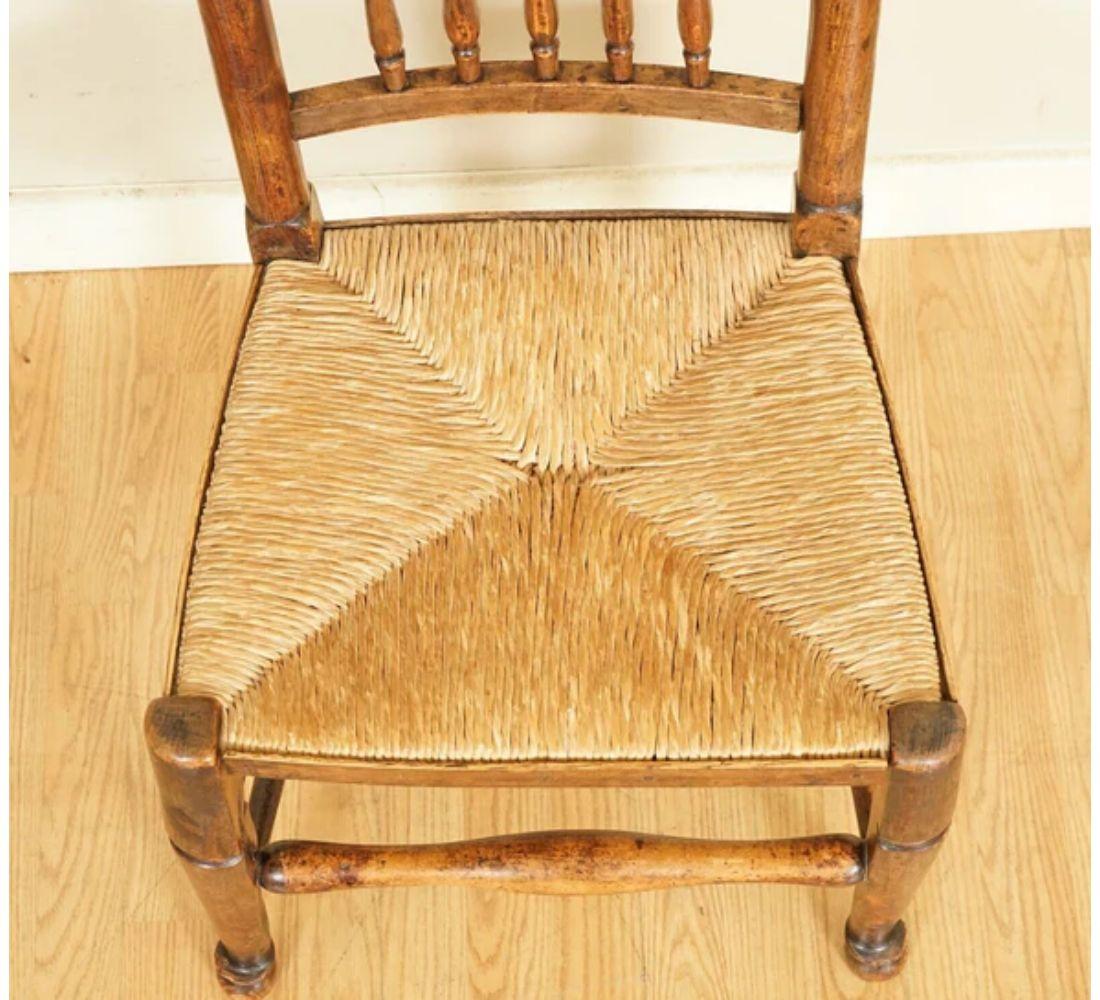 Suite of 6 Back Dutch Elm Rush Seat Dining Chairs, Circa 1860's 2