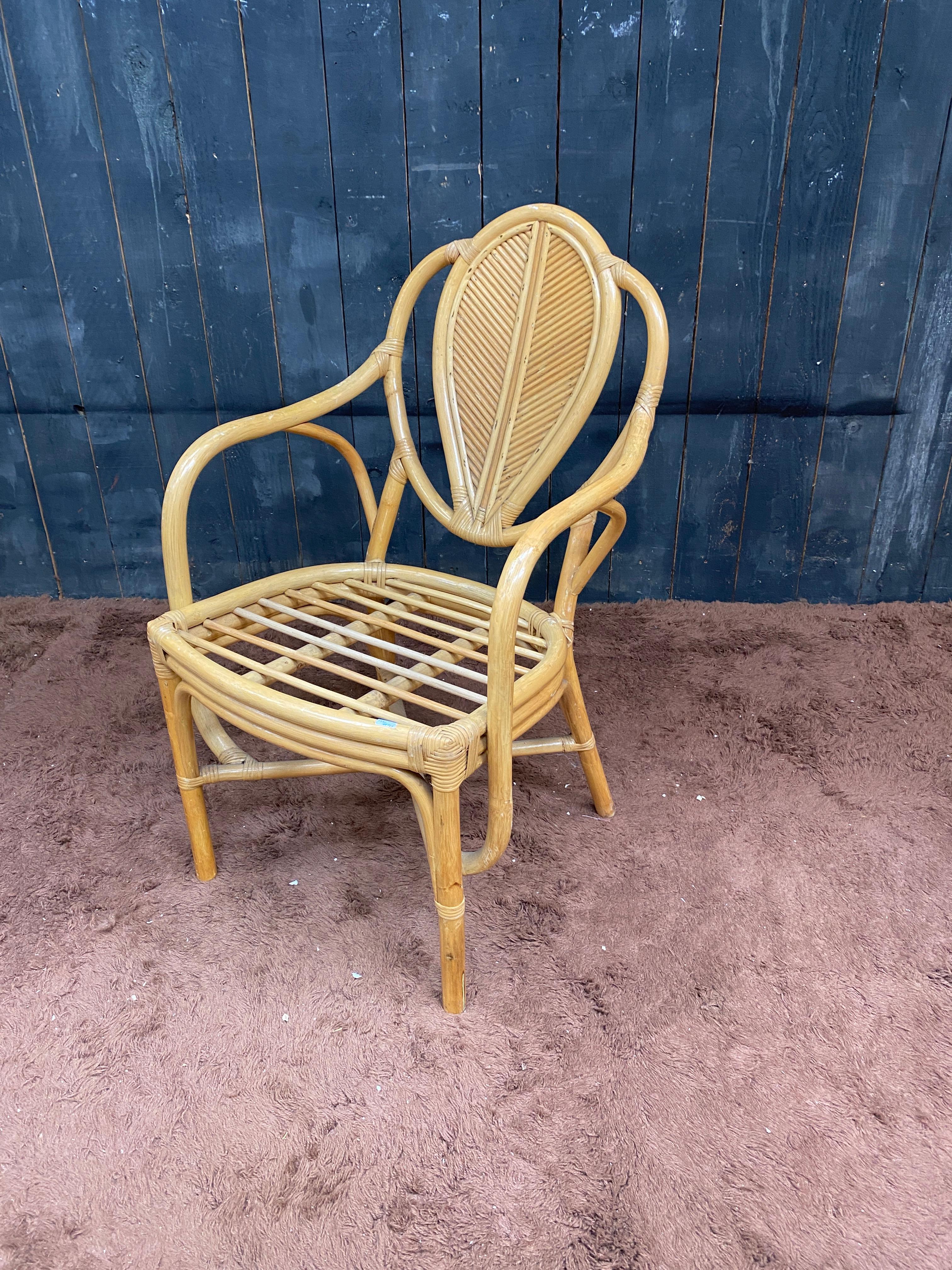 suite de 6 fauteuils en bambou circa 1970 en vente 7