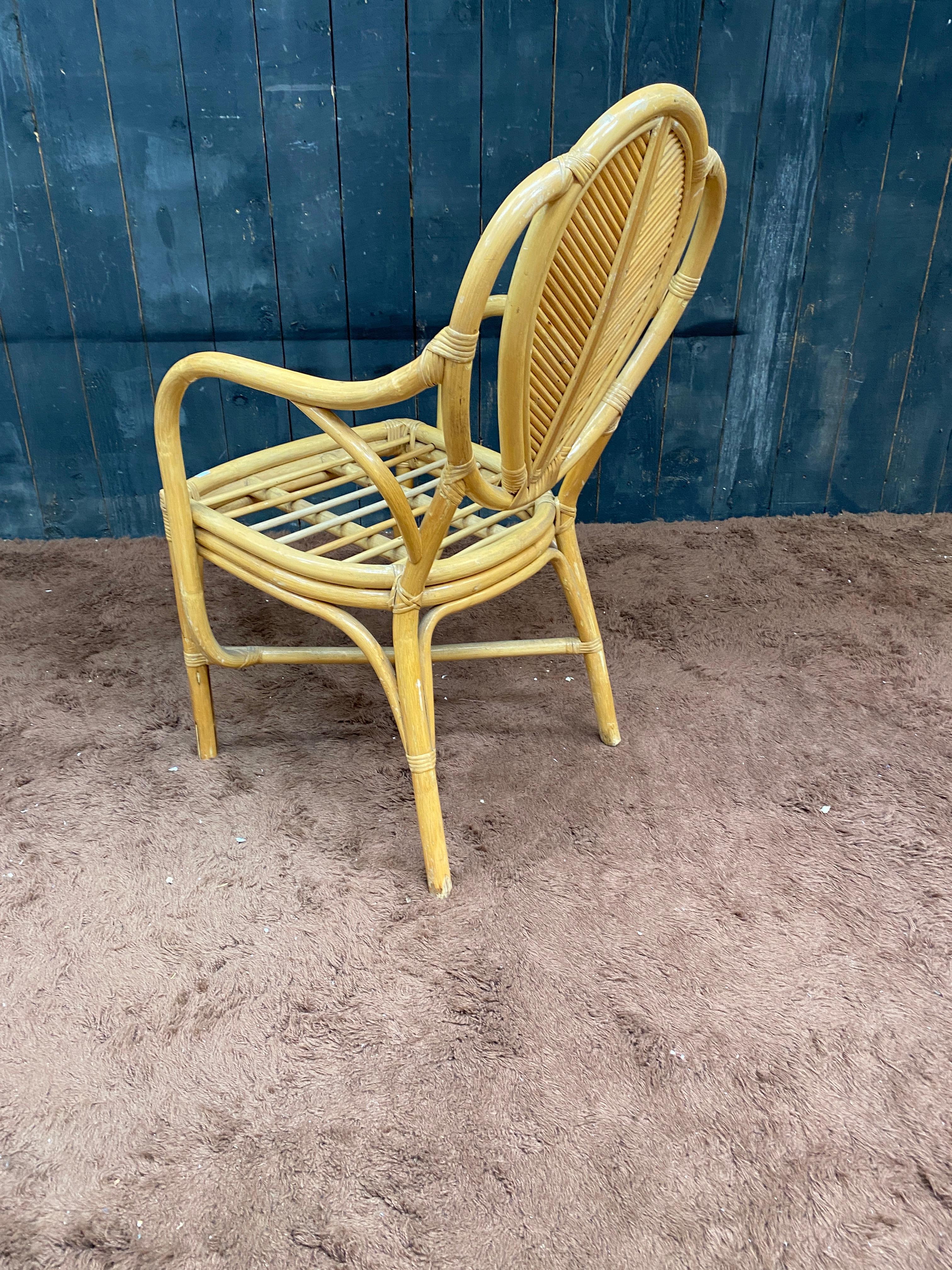 suite de 6 fauteuils en bambou circa 1970 en vente 8